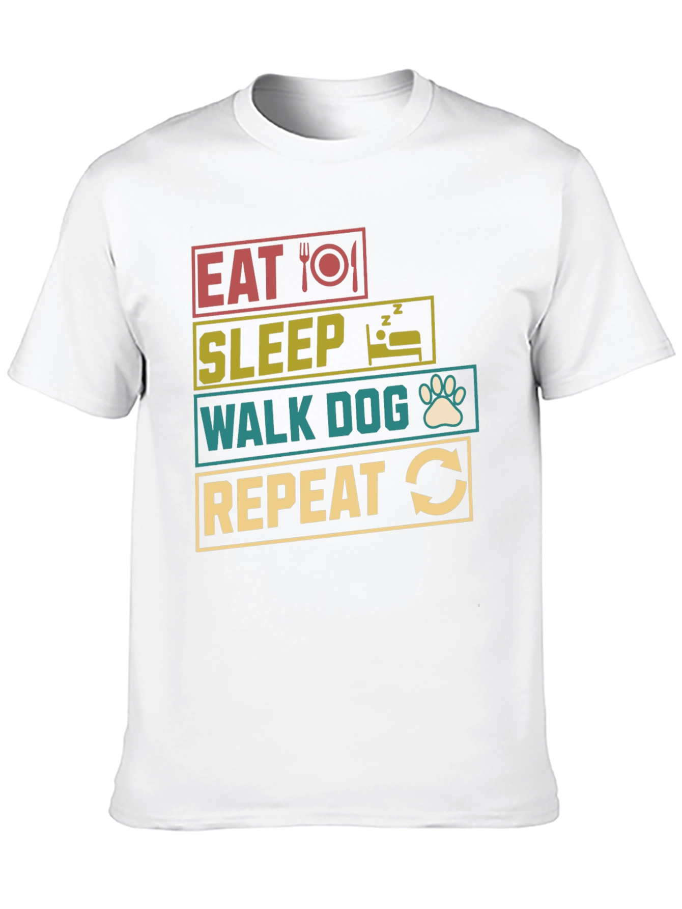 Eat Sleep Walk Dog Repeat Black T-Shirt