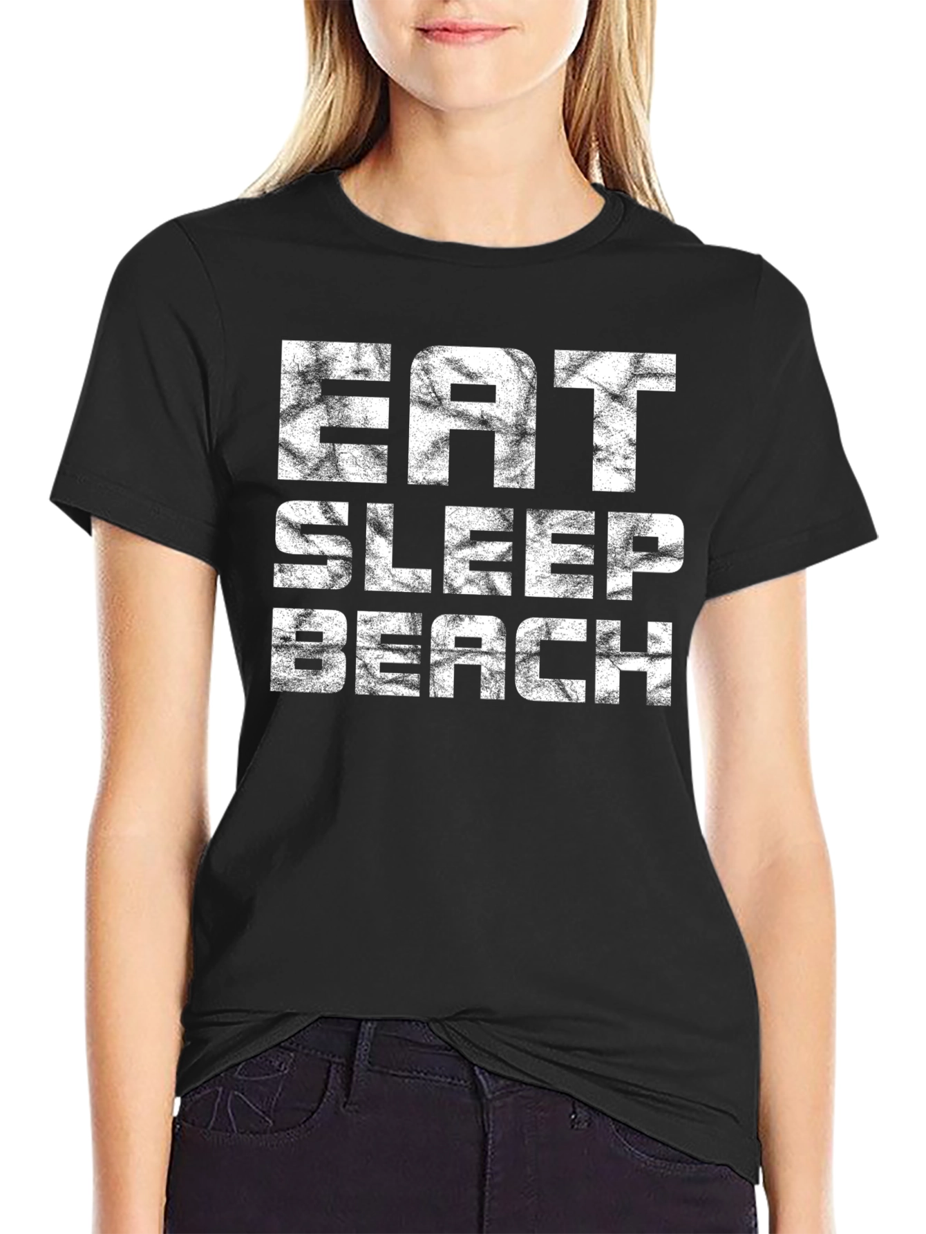 Eat Sleep Beach Black T-Shirt