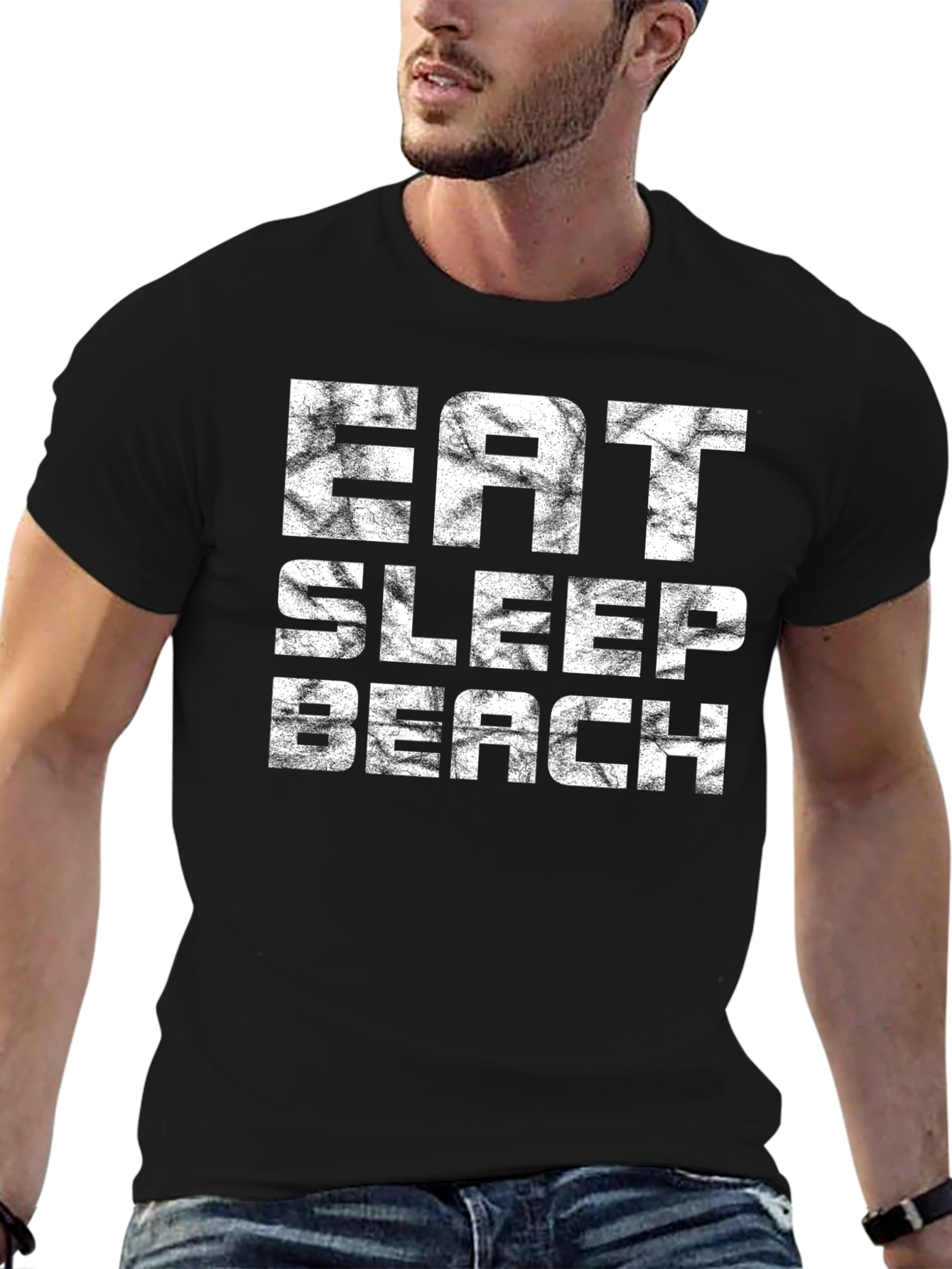 Eat Sleep Beach Black T-Shirt