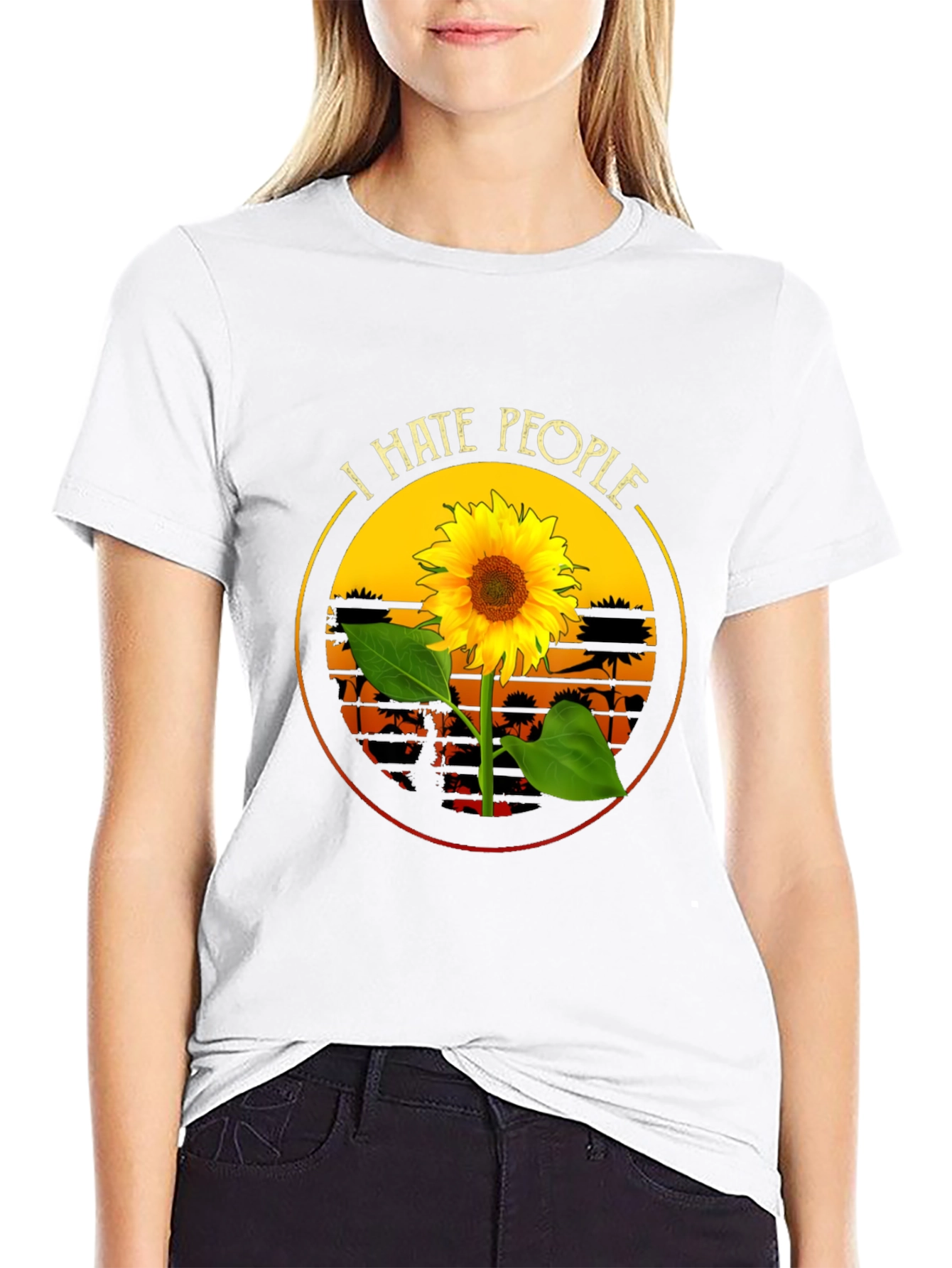I Hate People Sunflower Graphic T-Shirt