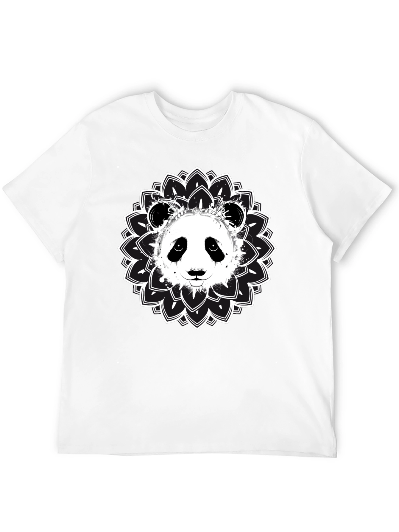 Panda Mandala Graphic Tee - Black Cotton Blend