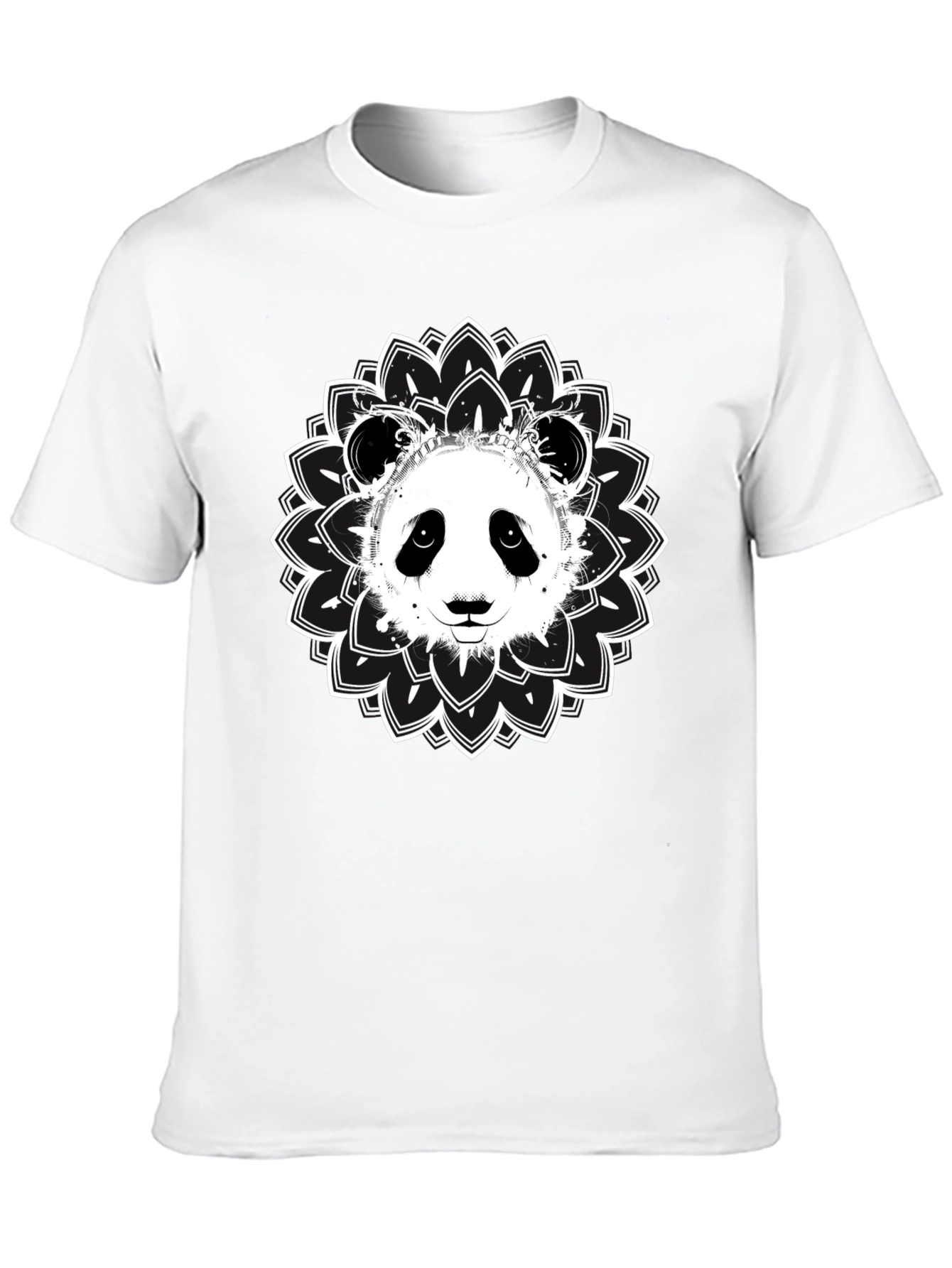 Panda Mandala Graphic Tee - Black Cotton Blend