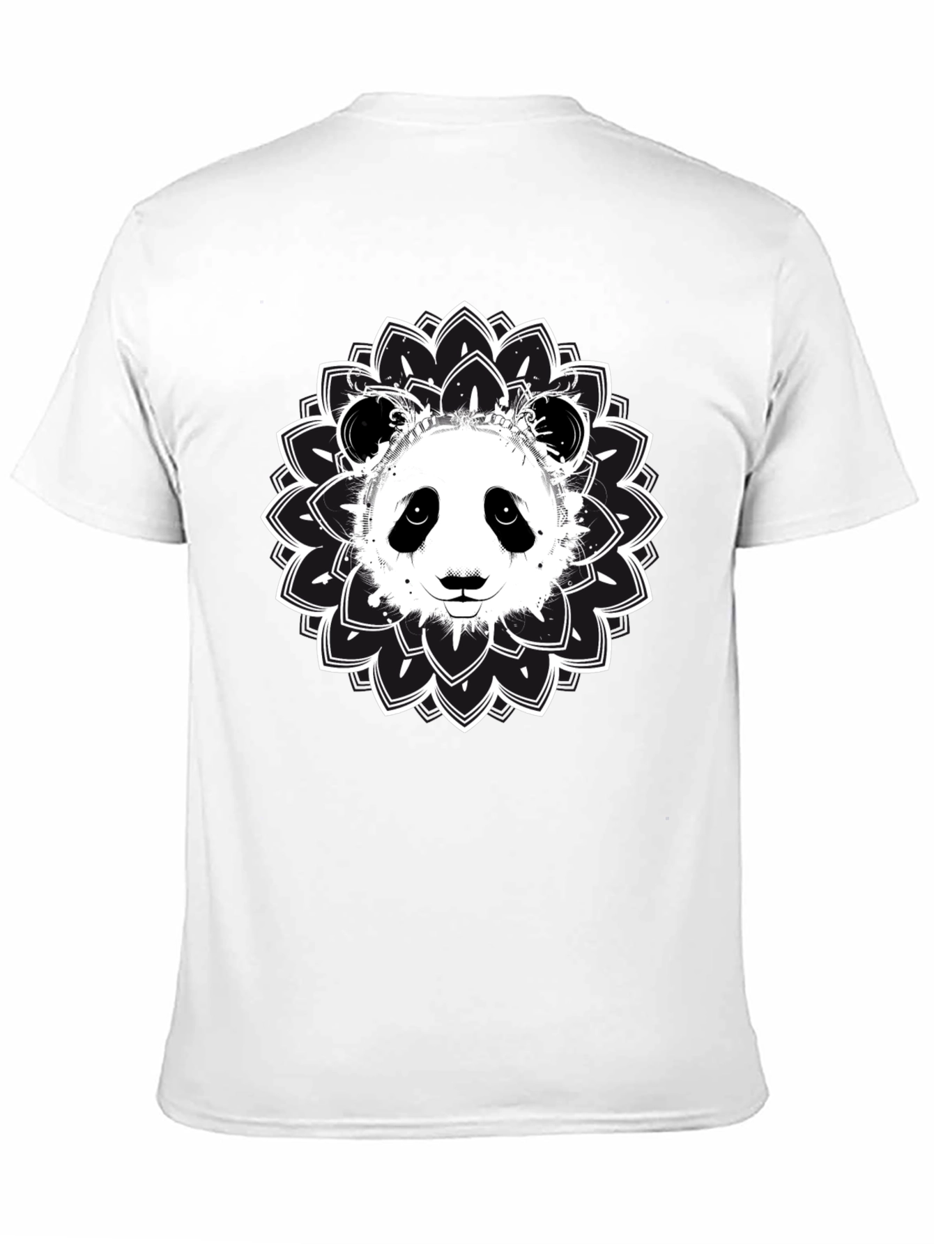 Panda Mandala Graphic Tee - Black Cotton Blend