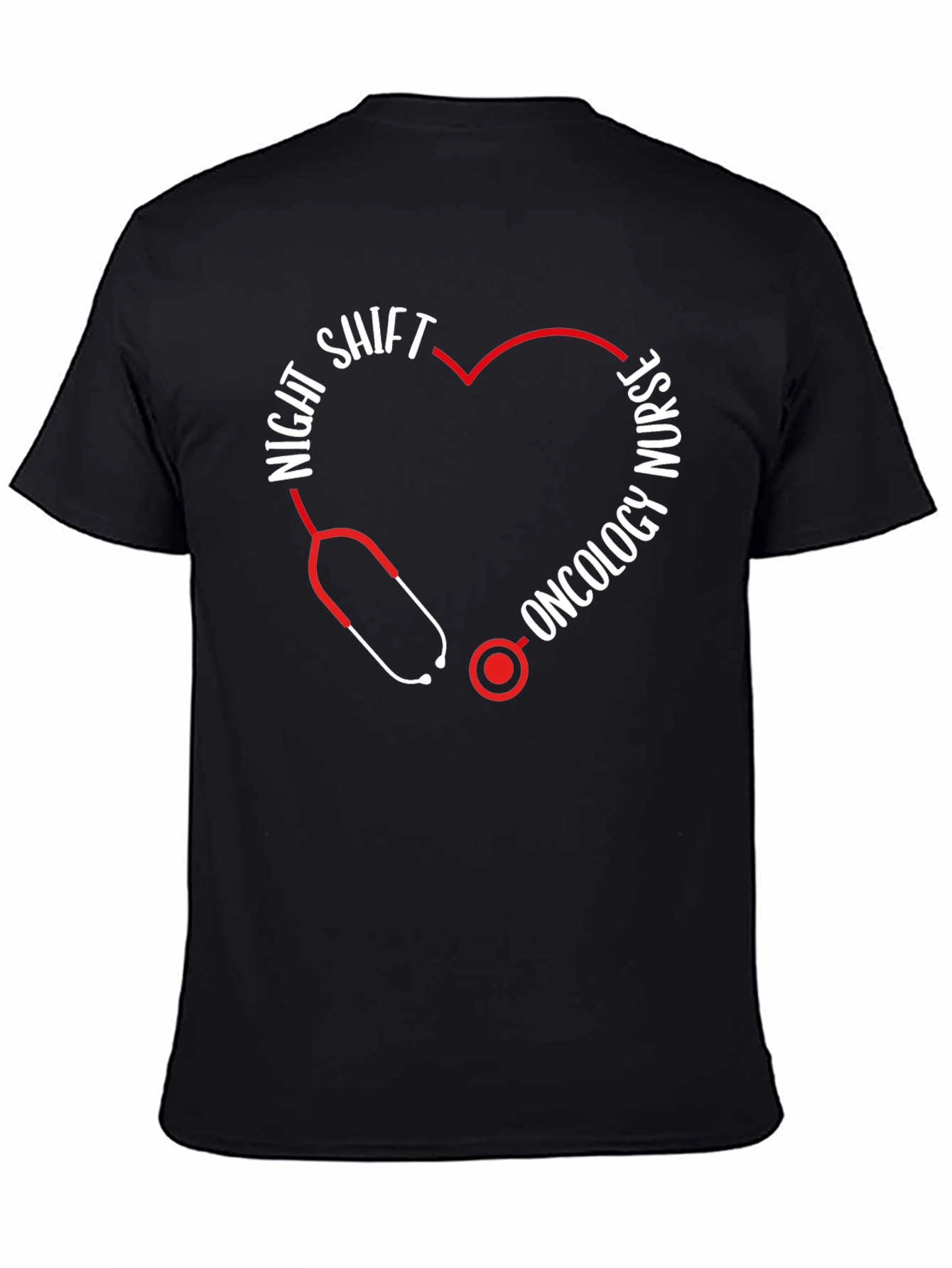 Night Shift Oncology Nurse Stethoscope Heart T-Shirt