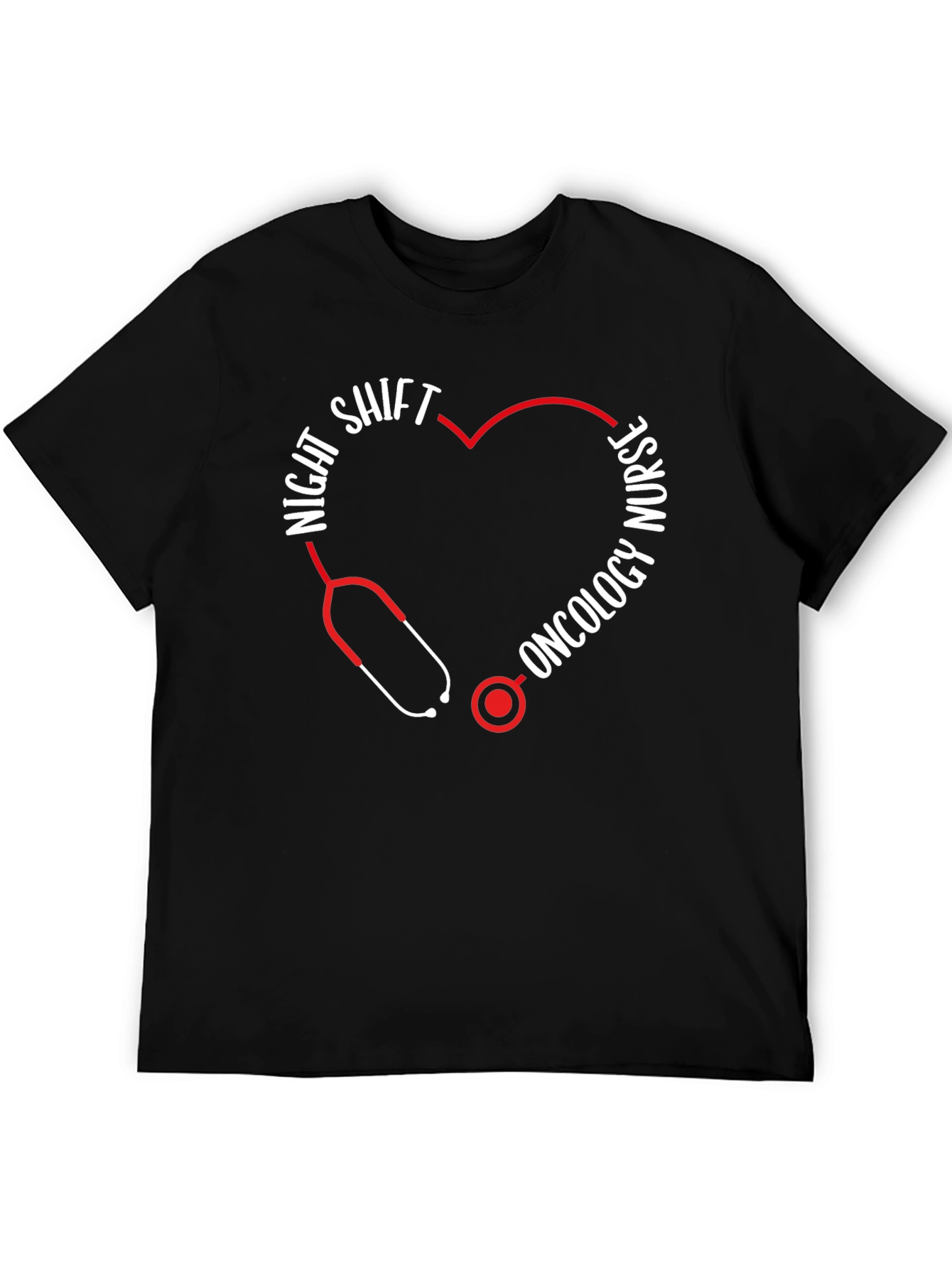 Night Shift Oncology Nurse Stethoscope Heart T-Shirt