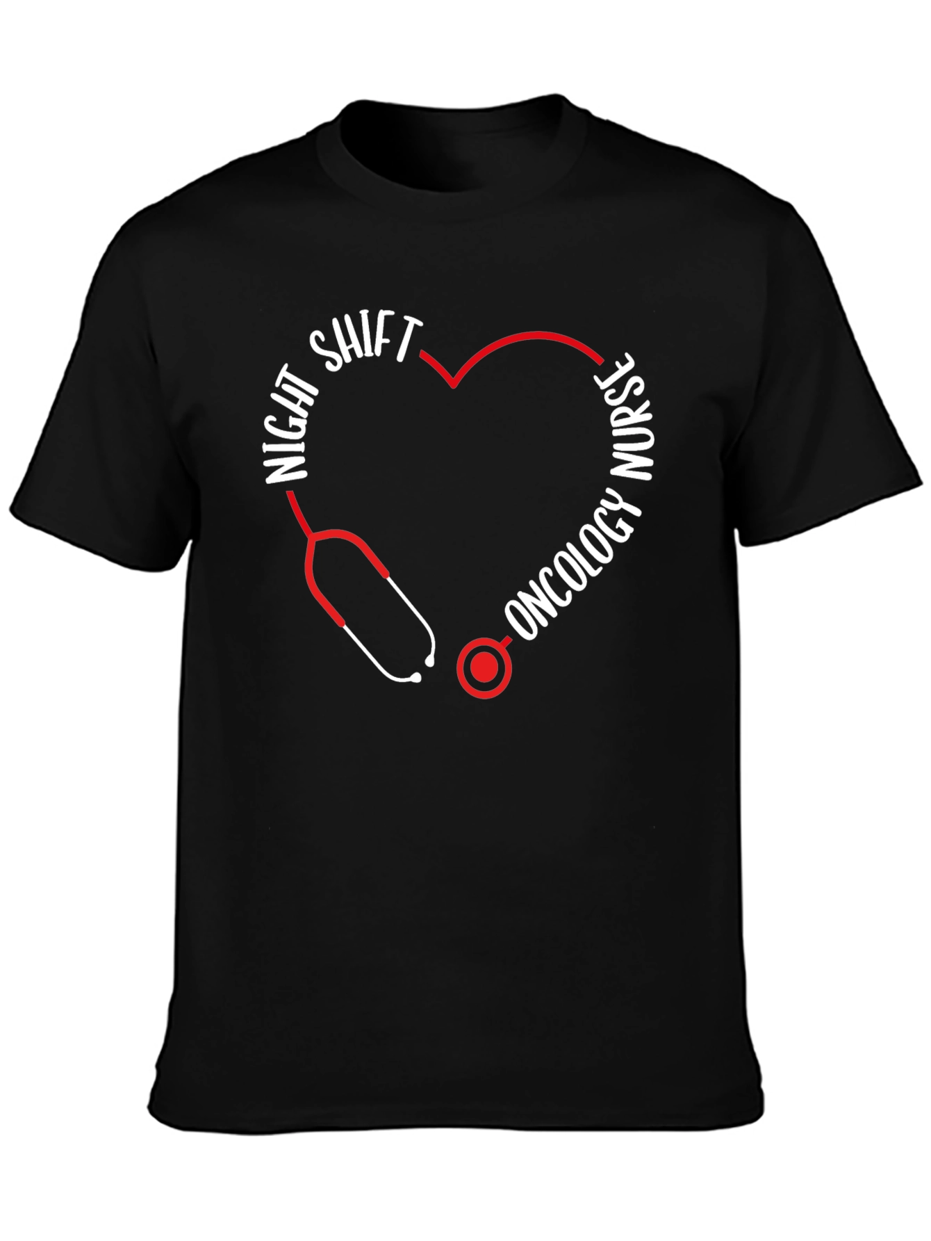 Night Shift Oncology Nurse Stethoscope Heart T-Shirt