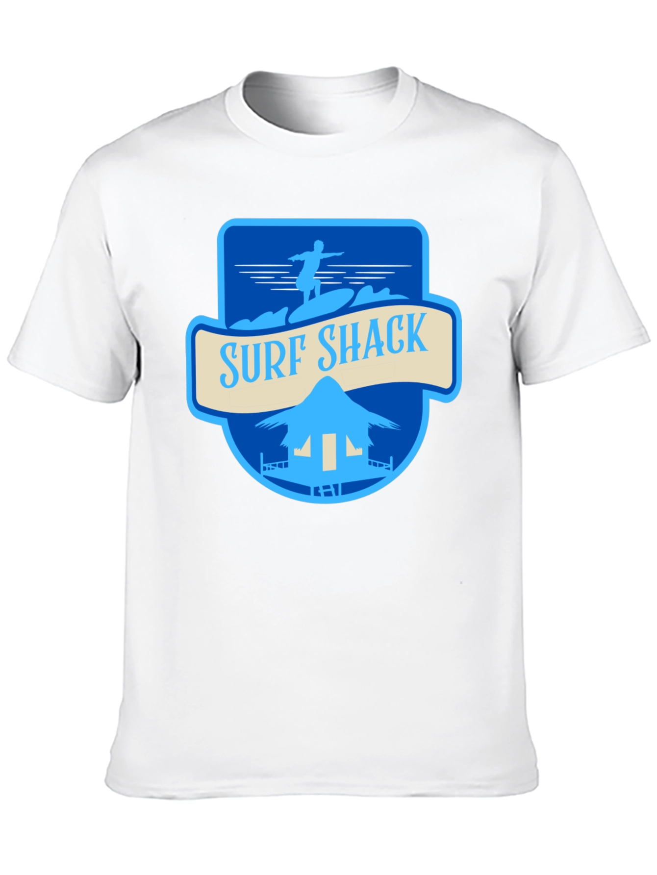 Surf Shack Graphic Tee - Black Cotton T-Shirt
