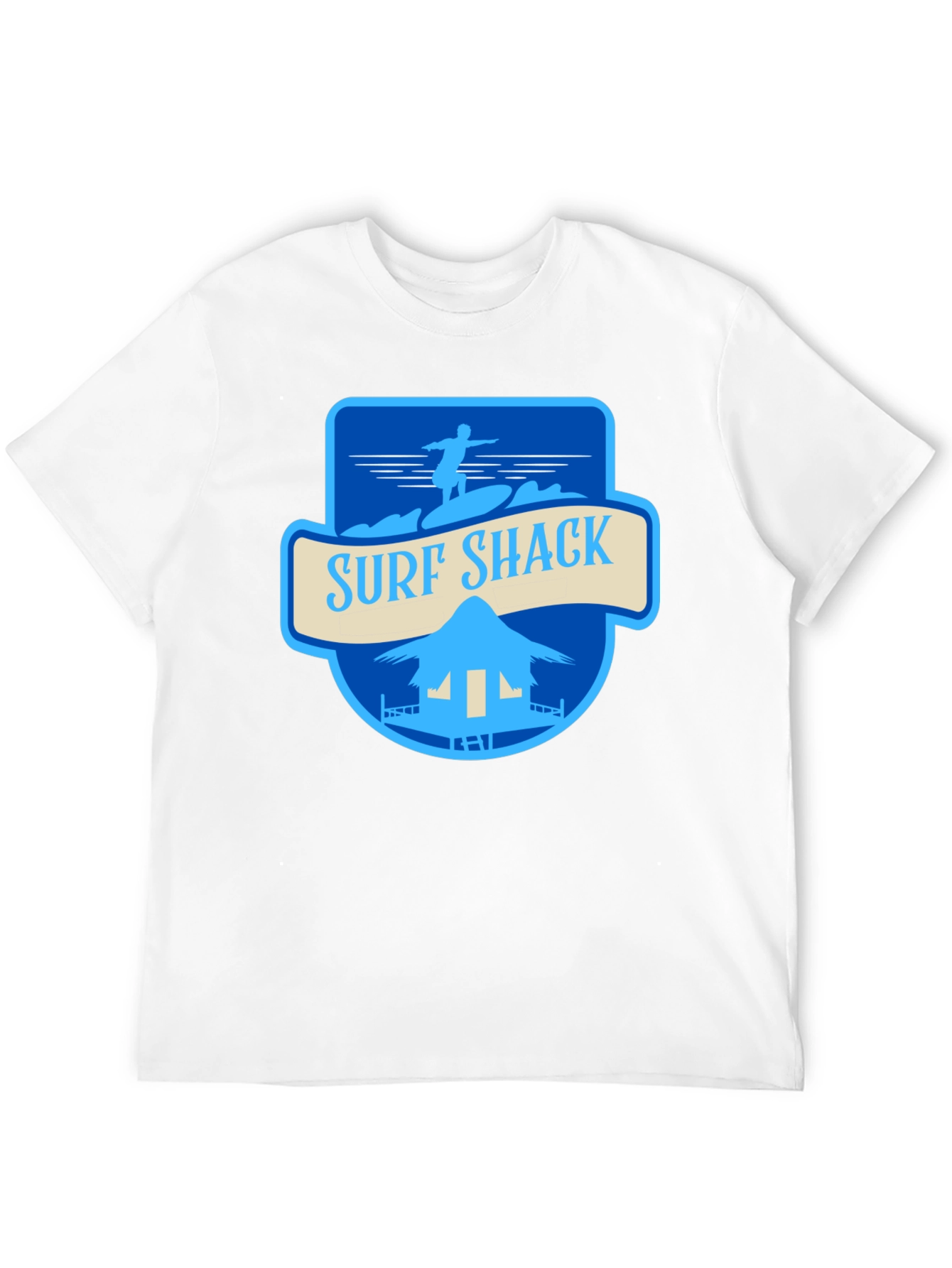 Surf Shack Graphic Tee - Black Cotton T-Shirt