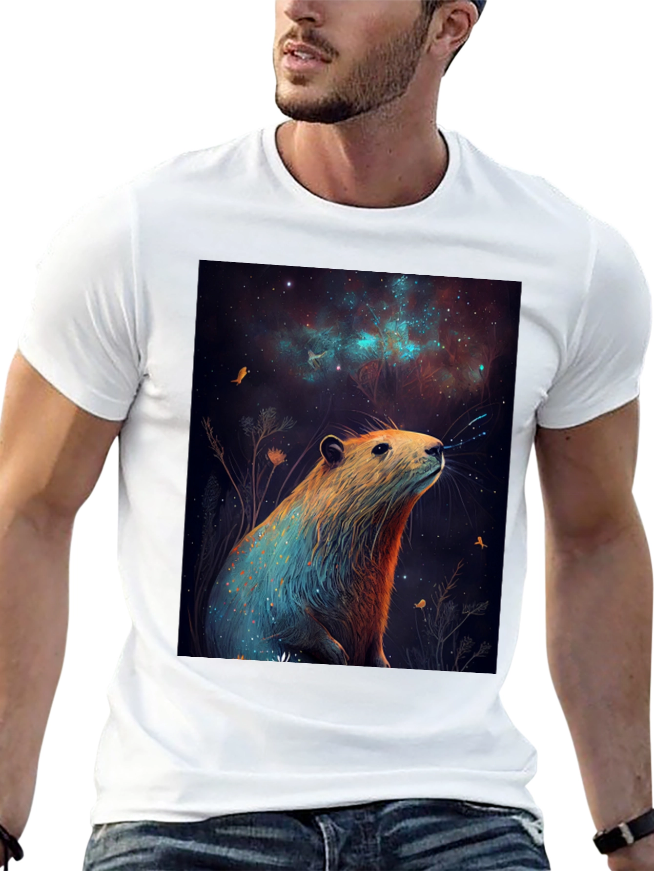 Cosmic Beaver Graphic Tee - Unisex Black T-Shirt
