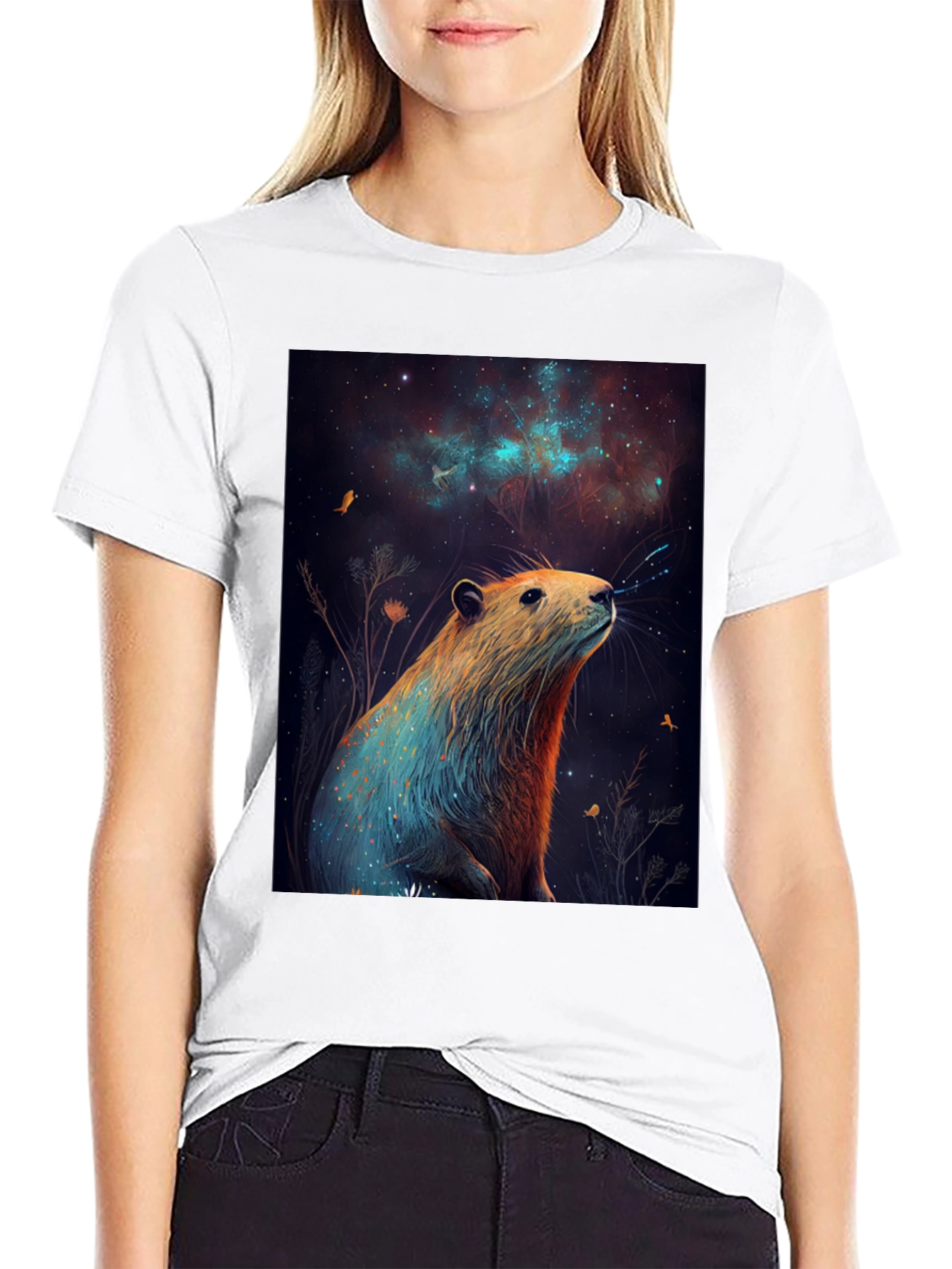 Cosmic Beaver Graphic Tee - Unisex Black T-Shirt