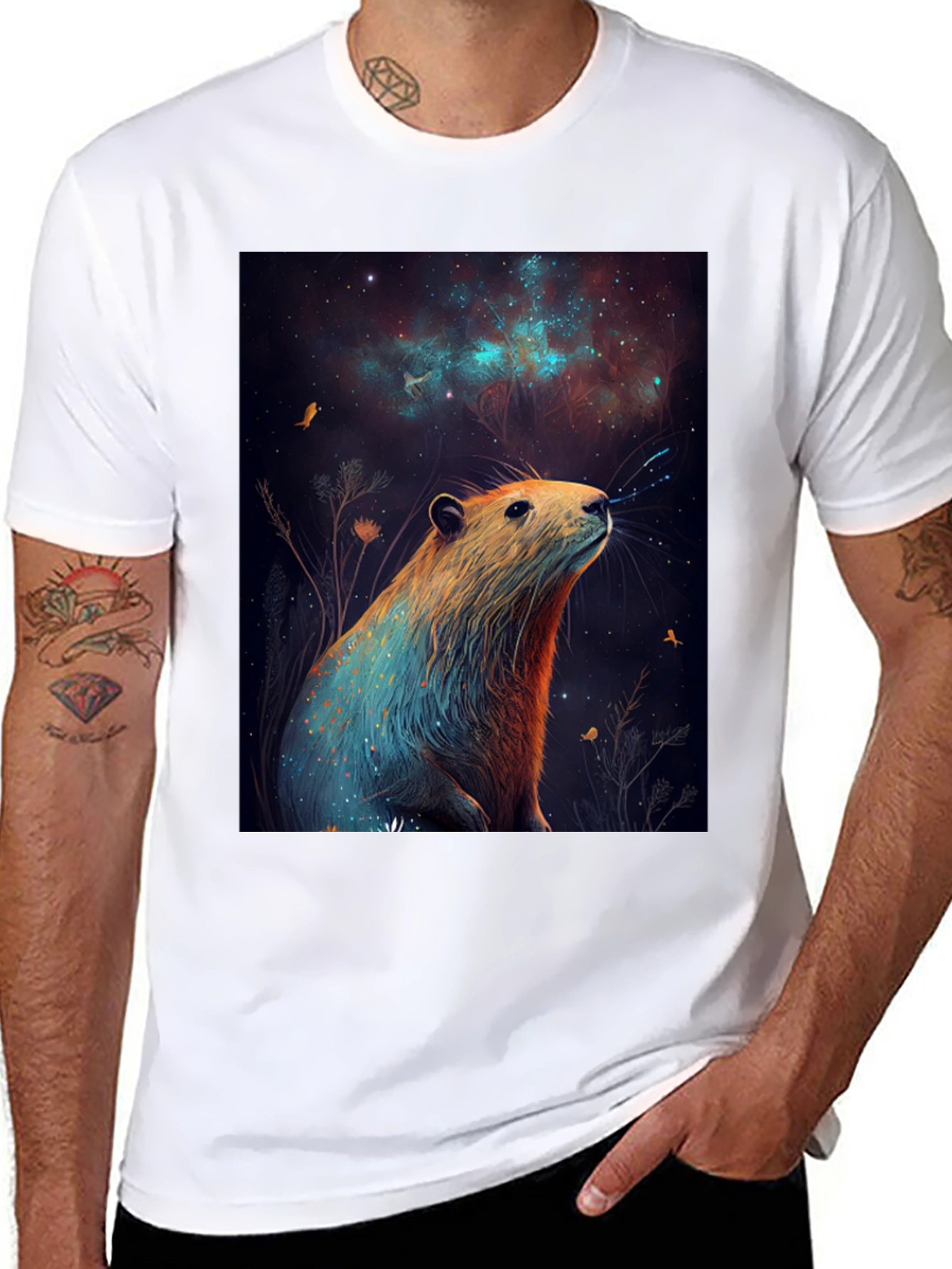 Cosmic Beaver Graphic Tee - Unisex Black T-Shirt