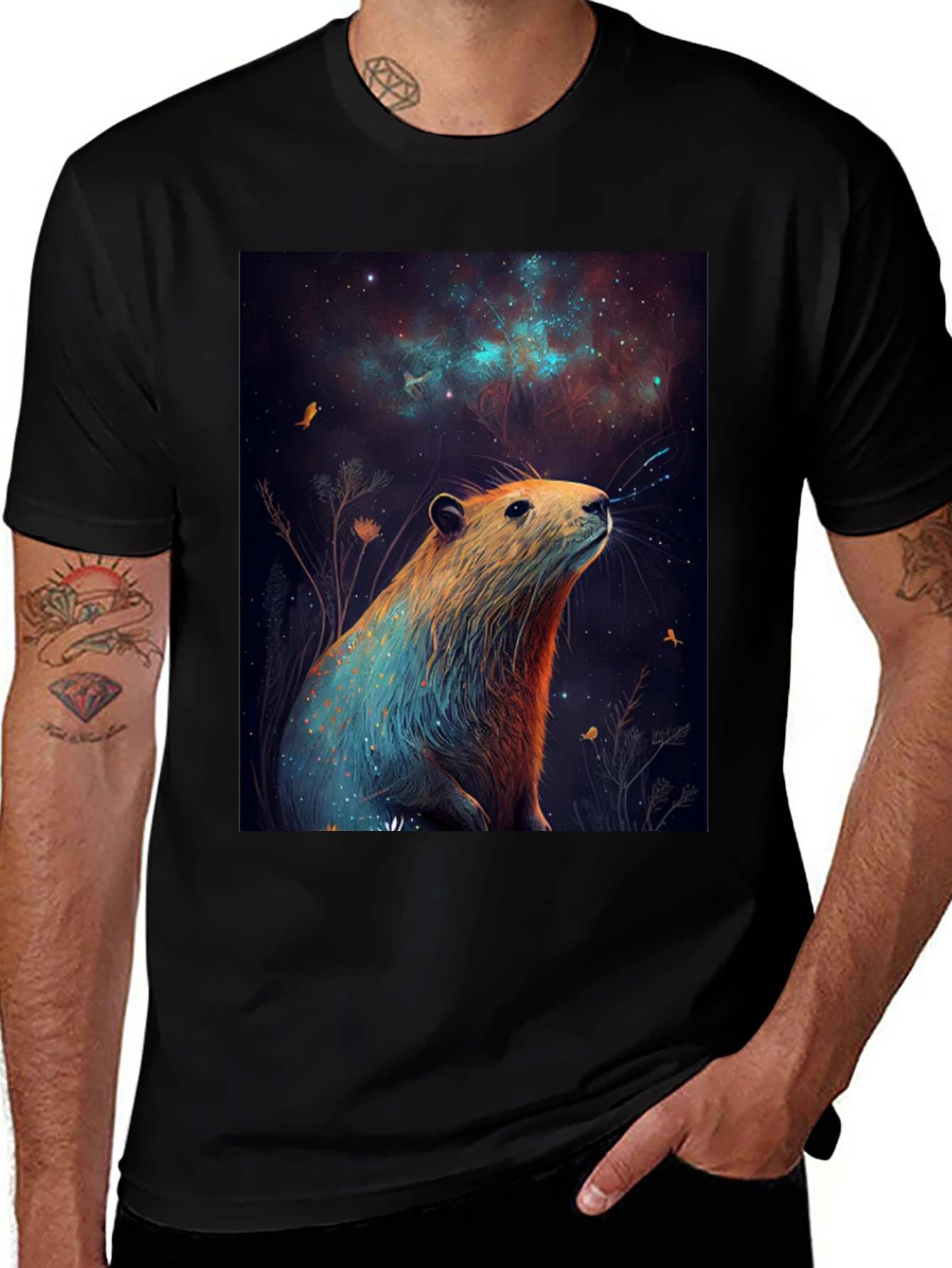 Cosmic Beaver Graphic Tee - Unisex Black T-Shirt