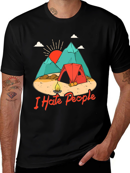 I Hate People Camping Graphic Tee - Unisex Black T-Shirt