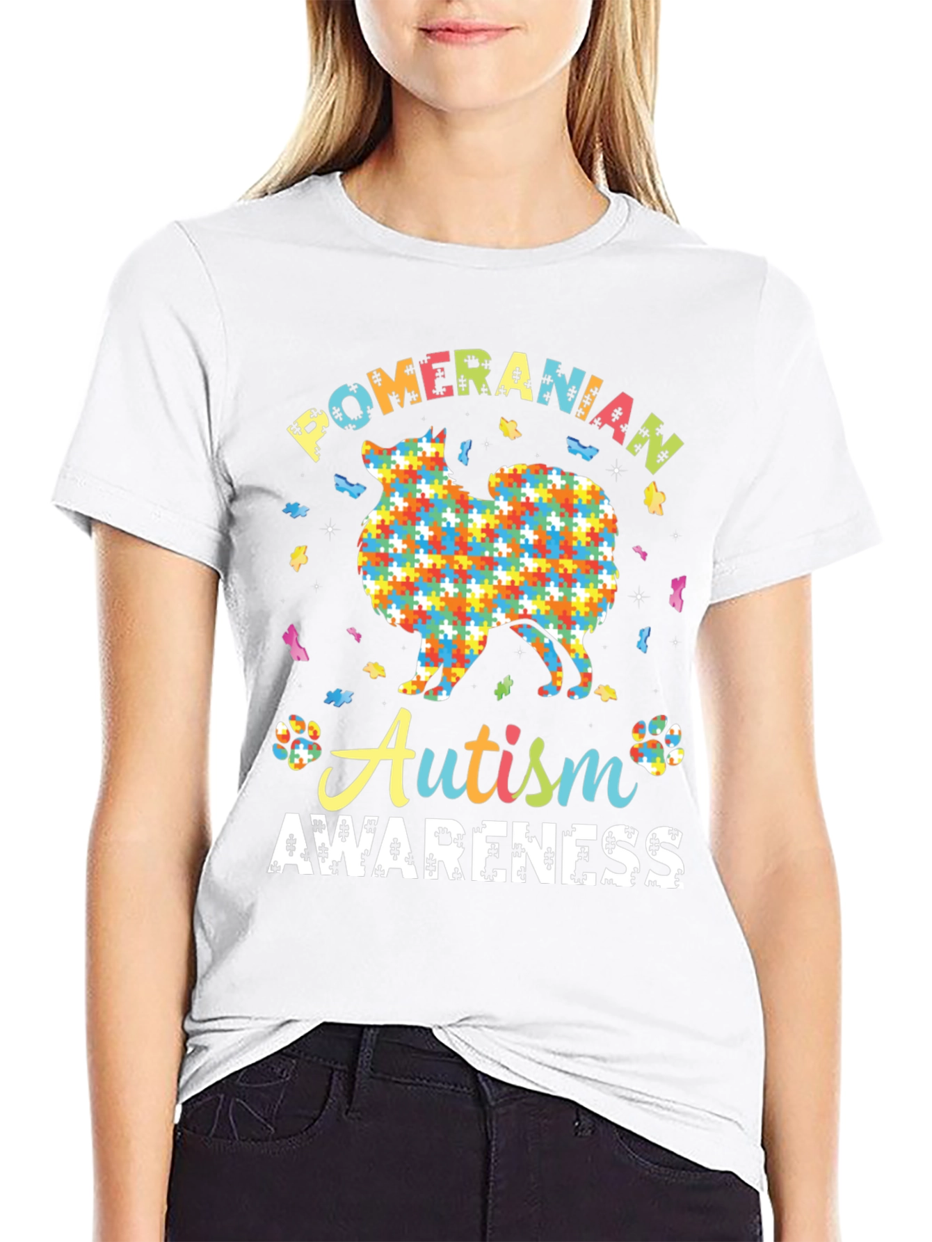 Autism Awareness Pomeranian Dog Graphic Tee