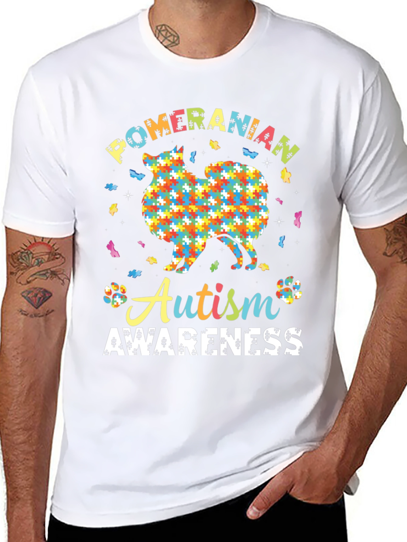 Autism Awareness Pomeranian Dog Graphic Tee