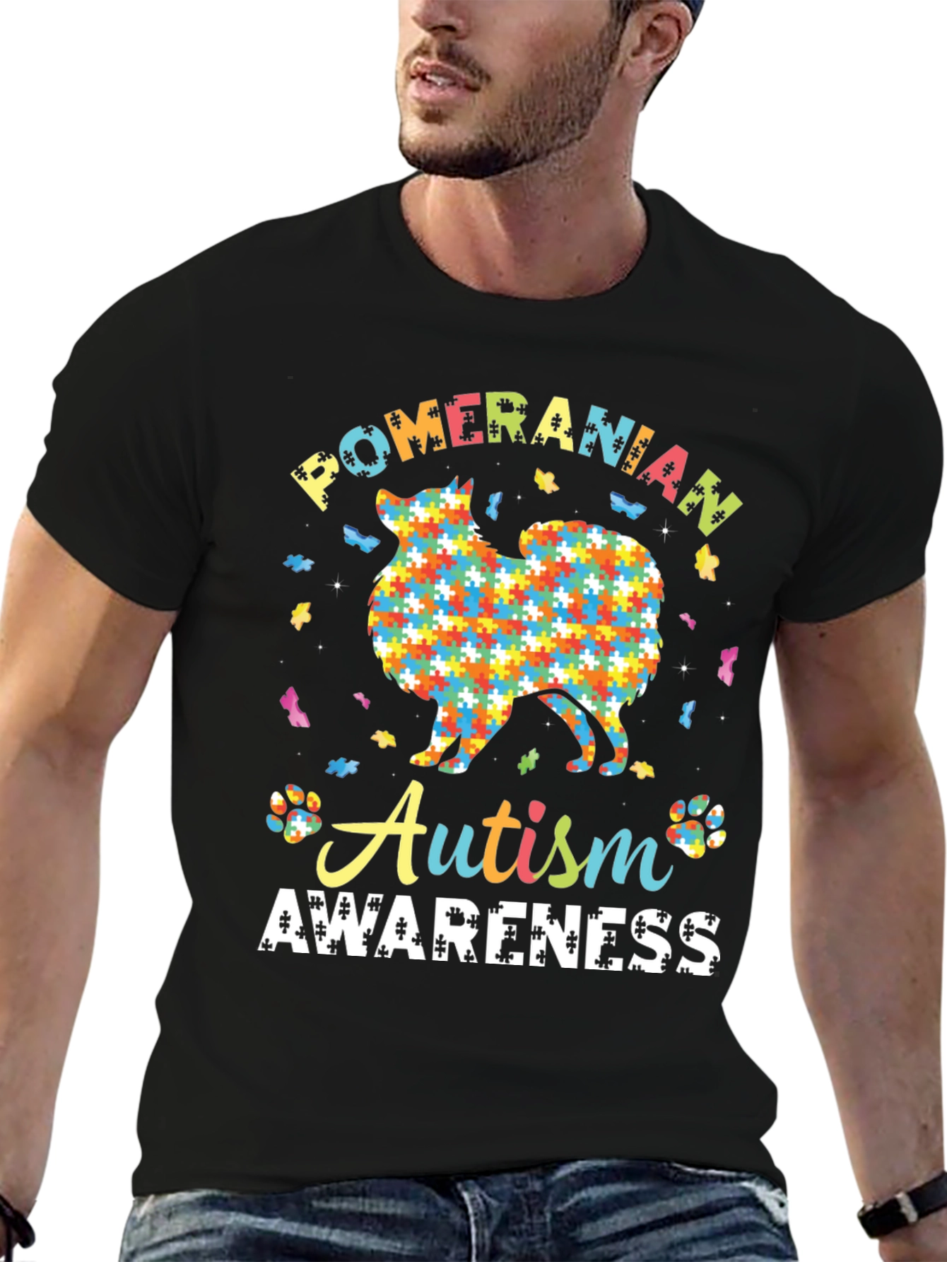 Autism Awareness Pomeranian Dog Graphic Tee