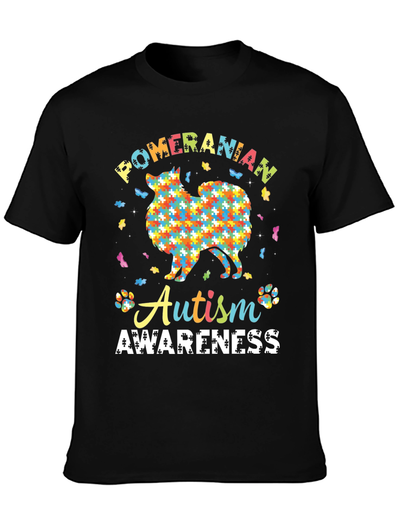 Autism Awareness Pomeranian Dog Graphic Tee