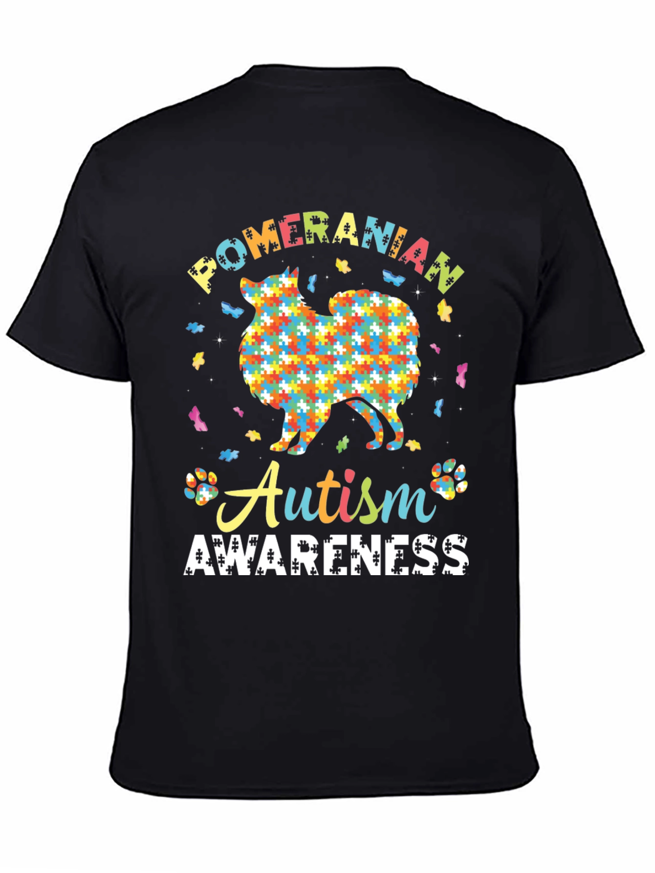 Autism Awareness Pomeranian Dog Graphic Tee
