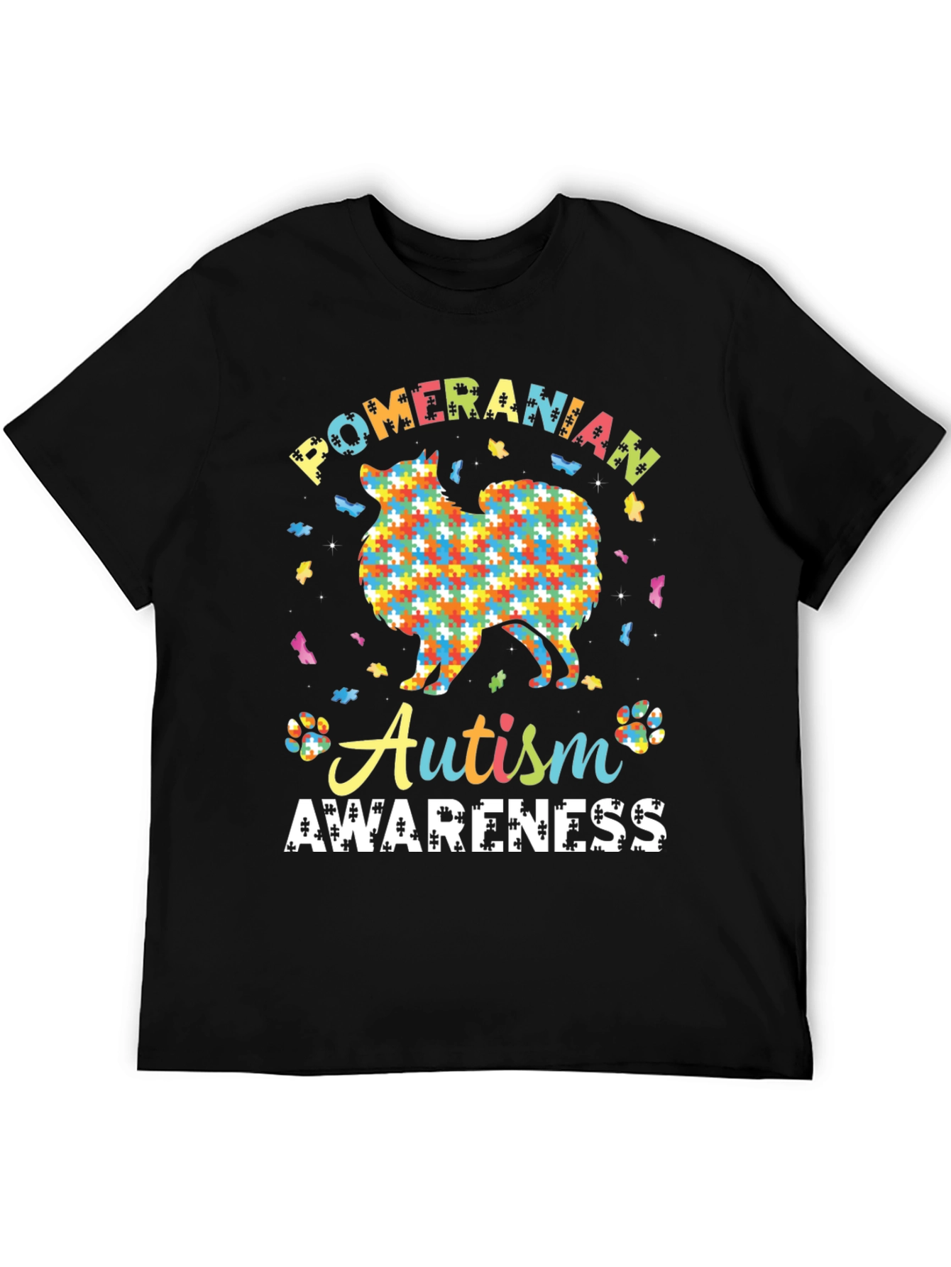 Autism Awareness Pomeranian Dog Graphic Tee