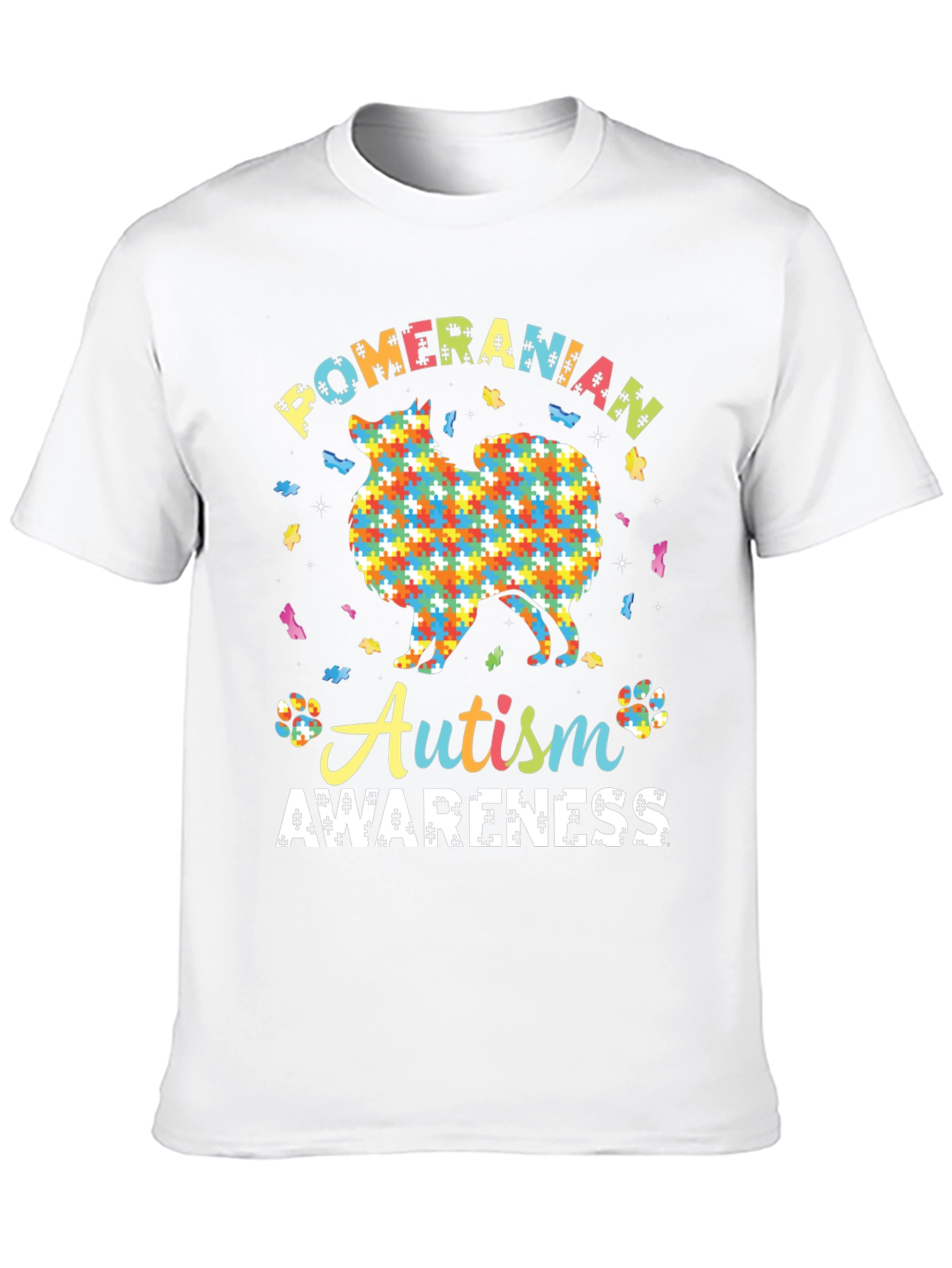 Autism Awareness Pomeranian Dog Graphic Tee