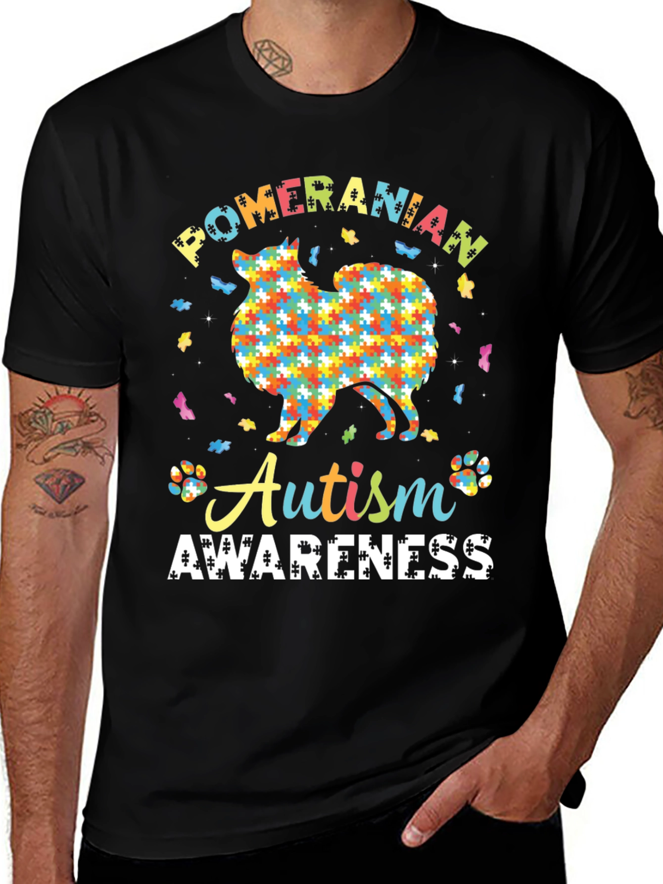 Autism Awareness Pomeranian Dog Graphic Tee
