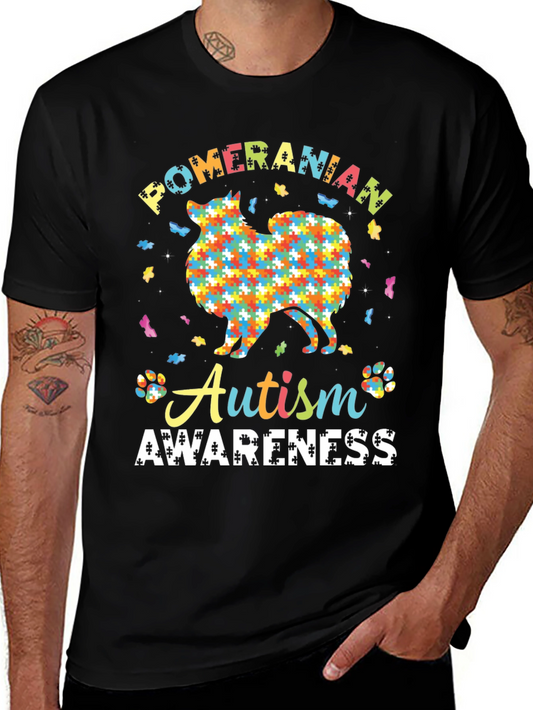 Autism Awareness Pomeranian Dog Graphic Tee