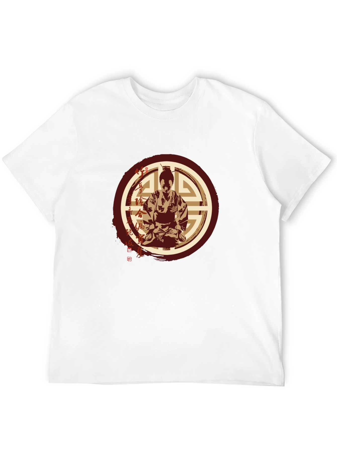 Samurai Graphic T-Shirt - Mens Black Crew Neck Tee