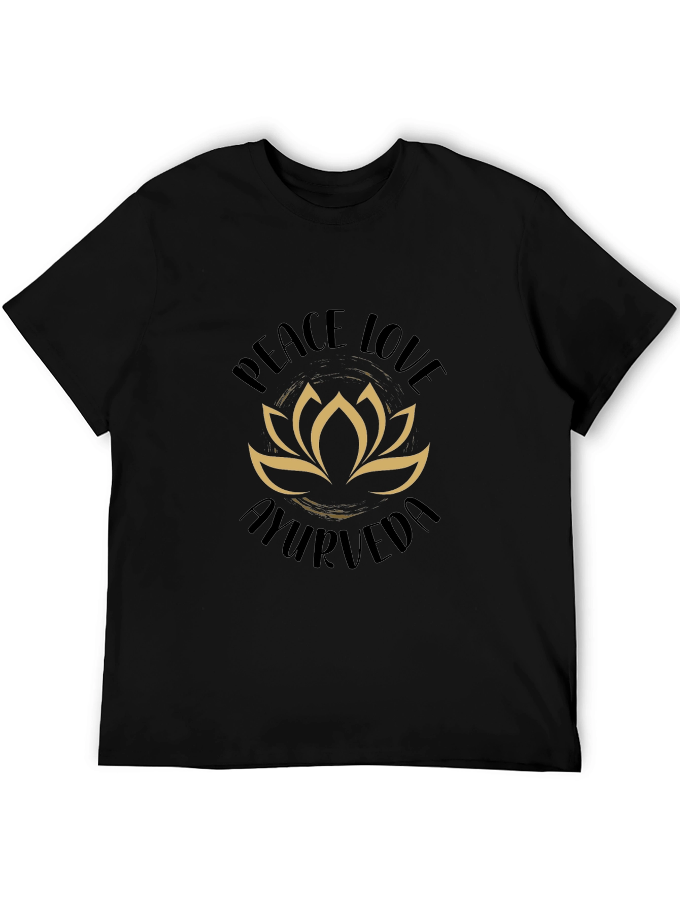 Peace Love Ayurveda Lotus Flower Black T-Shirt