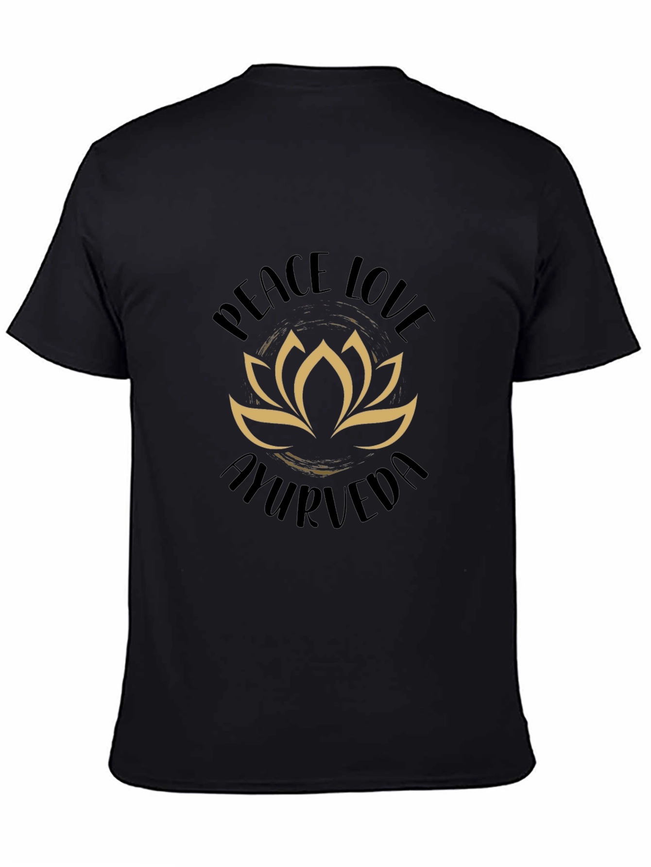 Peace Love Ayurveda Lotus Flower Black T-Shirt