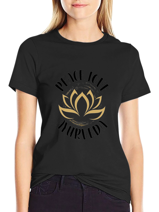 Peace Love Ayurveda Lotus Flower Black T-Shirt