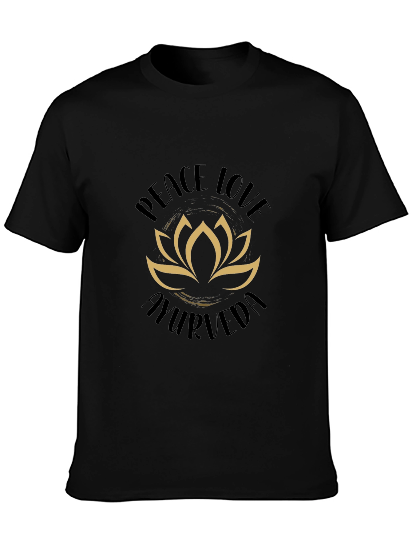 Peace Love Ayurveda Lotus Flower Black T-Shirt