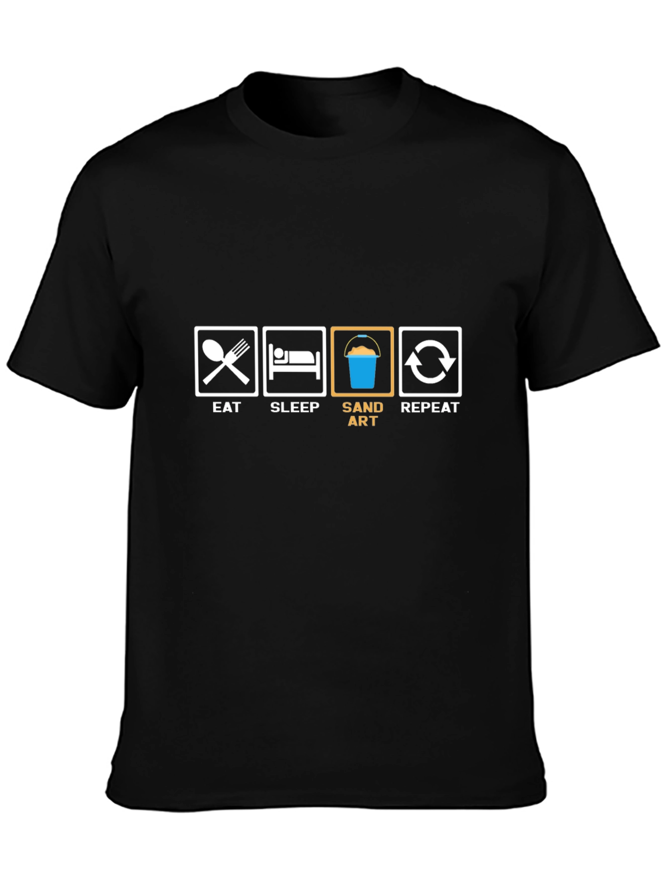 Eat Sleep Sand Art Repeat Black T-Shirt
