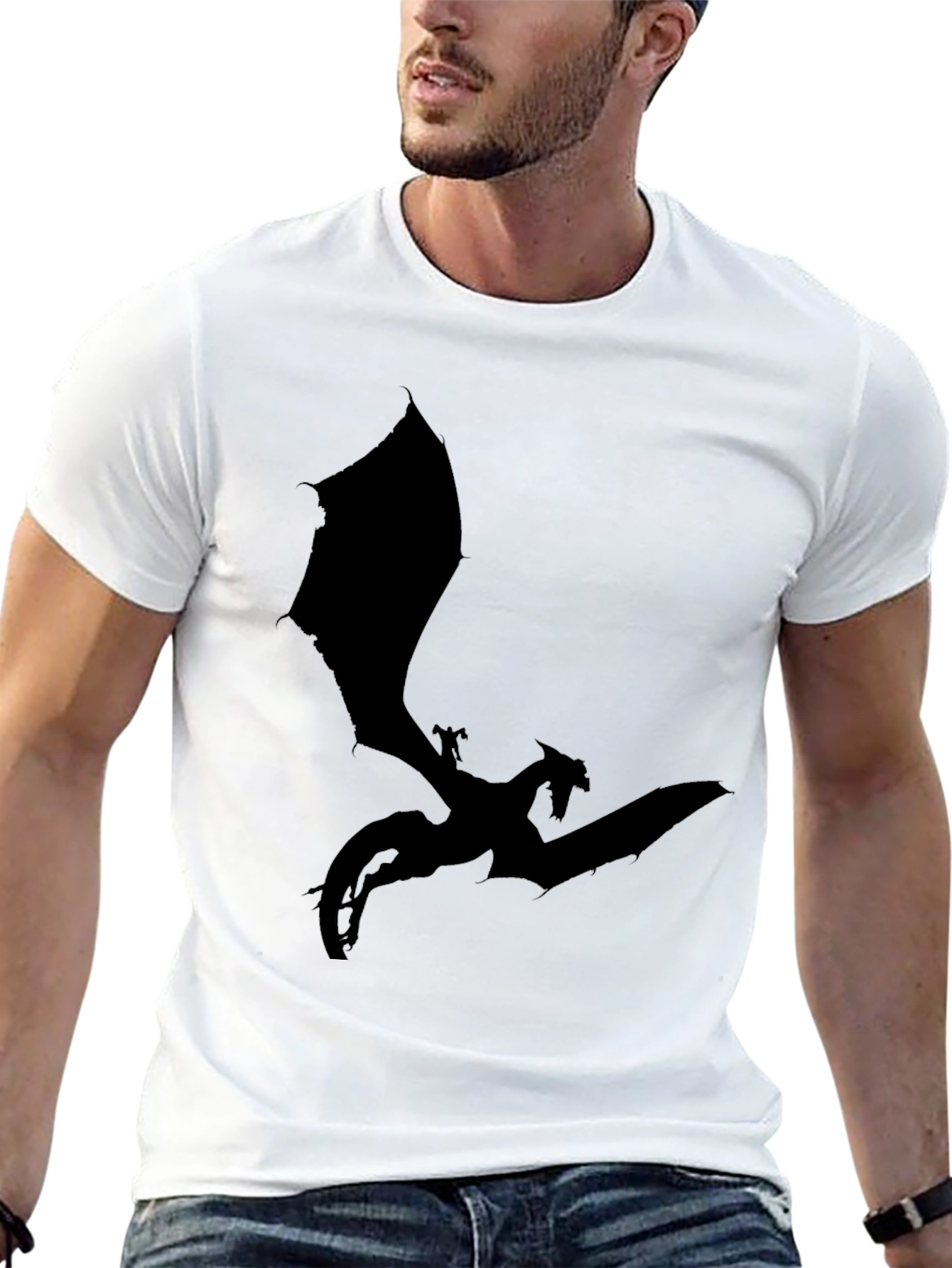 Black Dragon Silhouette T-Shirt - Fantasy Tee