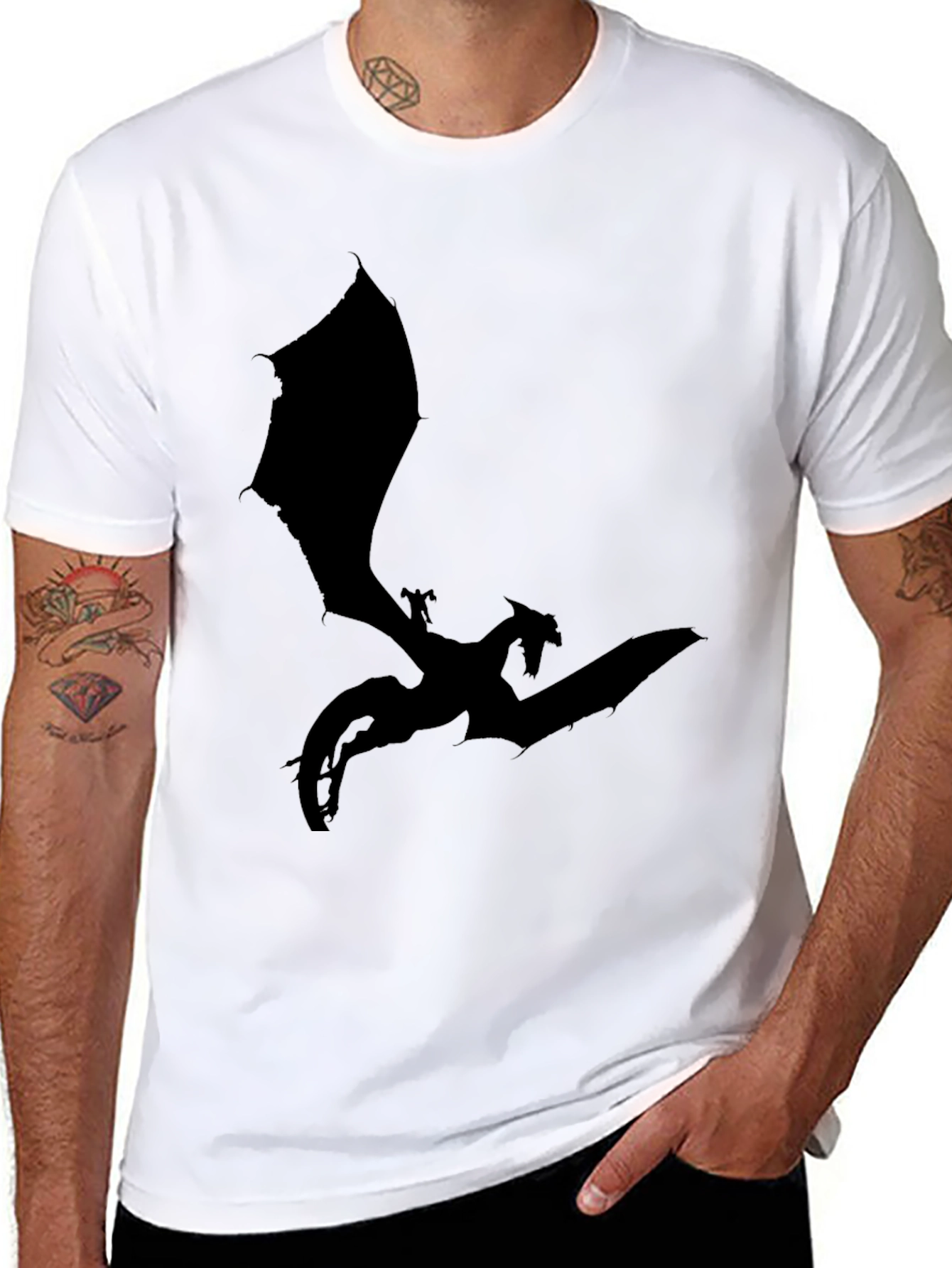 Black Dragon Silhouette T-Shirt - Fantasy Tee