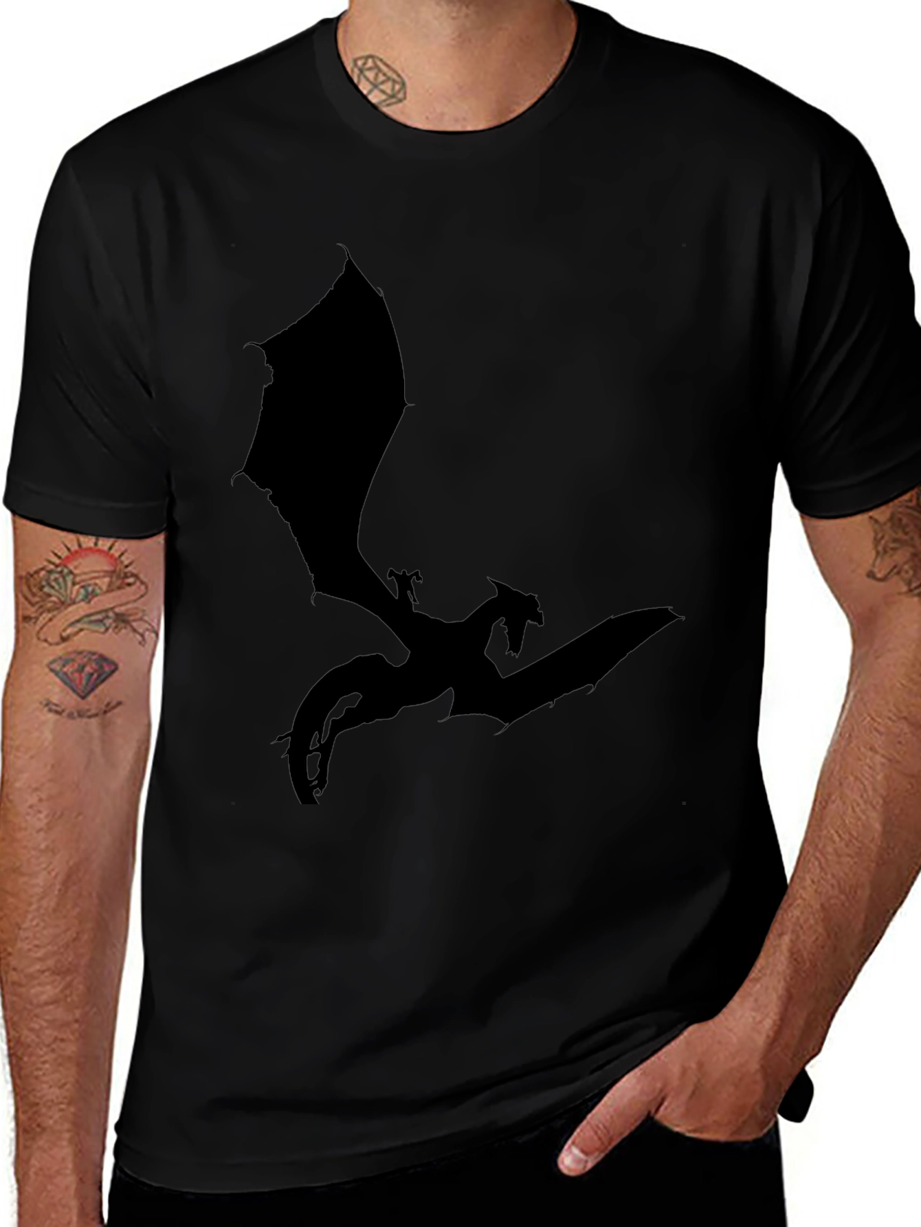 Black Dragon Silhouette T-Shirt - Fantasy Tee