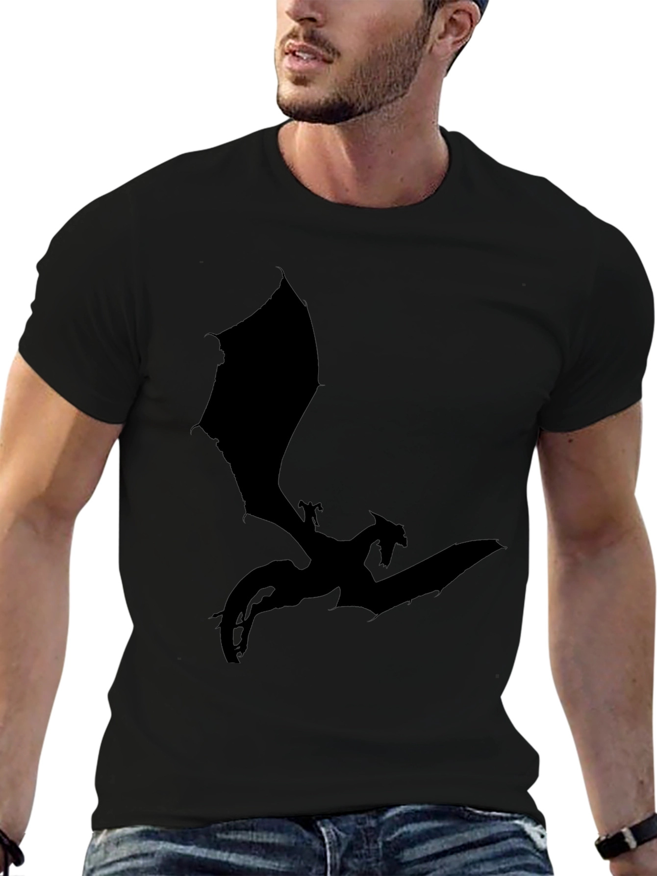 Black Dragon Silhouette T-Shirt - Fantasy Tee