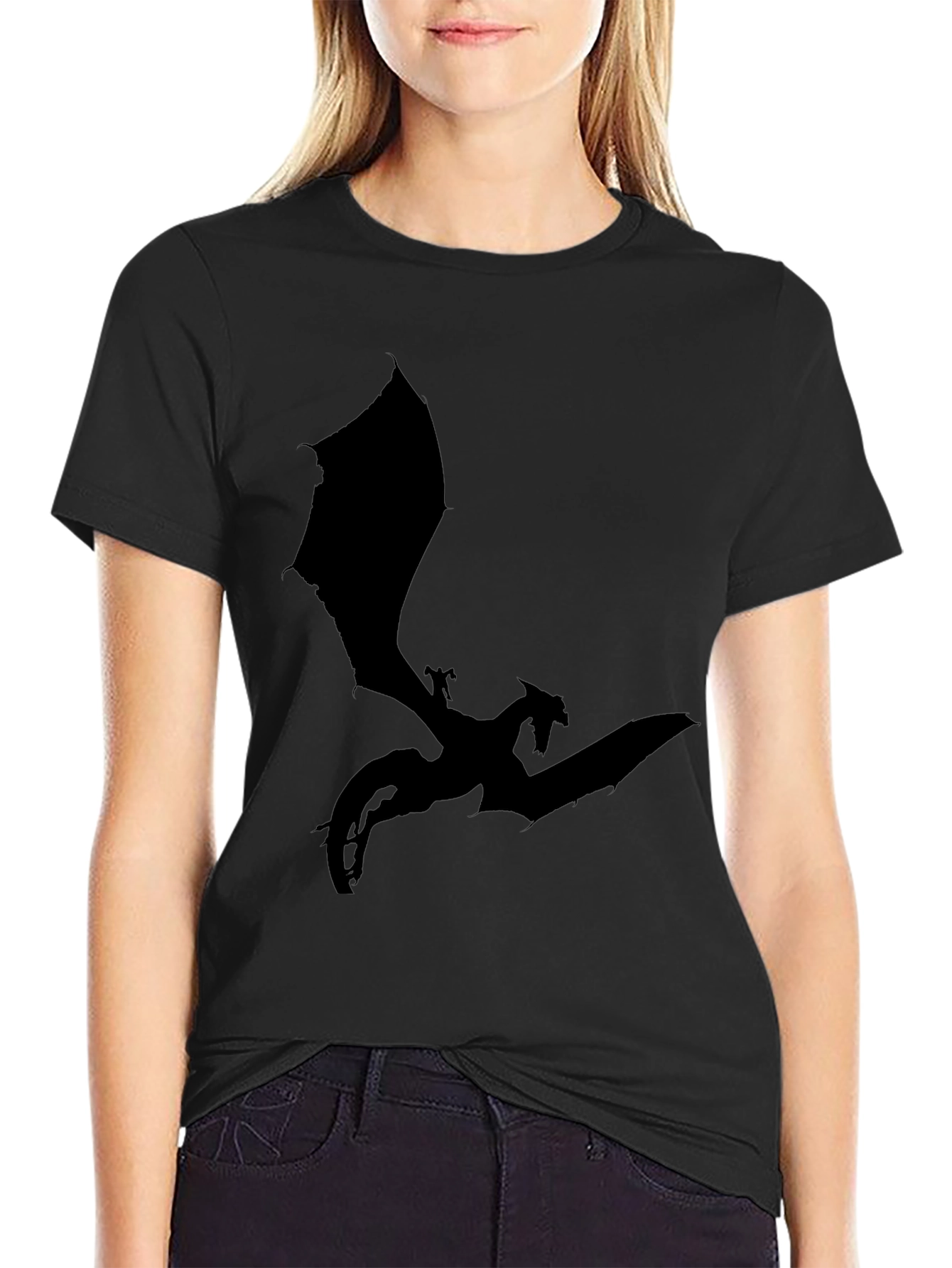 Black Dragon Silhouette T-Shirt - Fantasy Tee