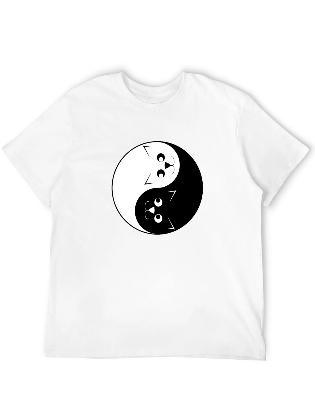 Yin Yang Cats Graphic Tee - Black Cotton T-Shirt
