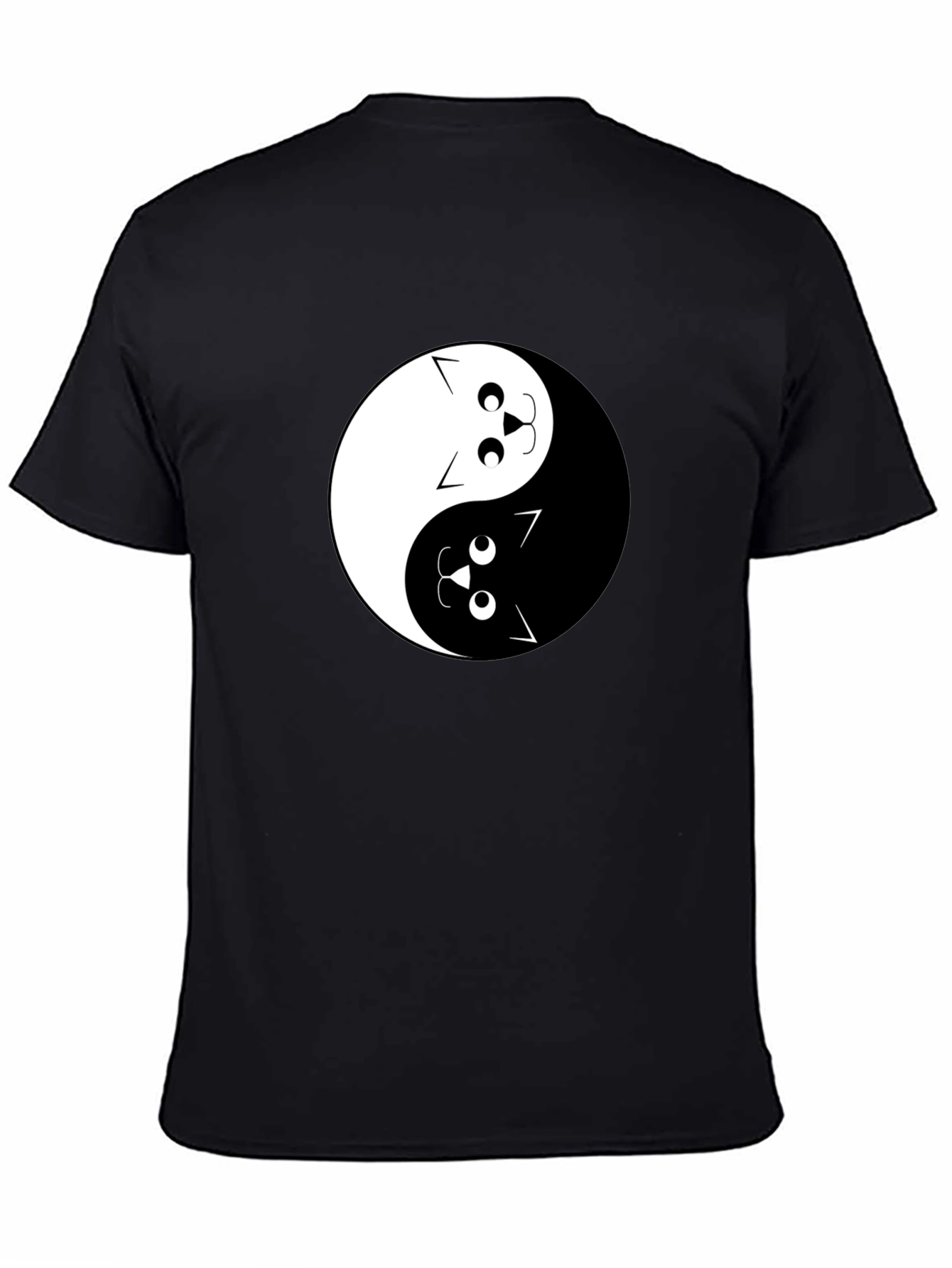 Yin Yang Cats Graphic Tee - Black Cotton T-Shirt
