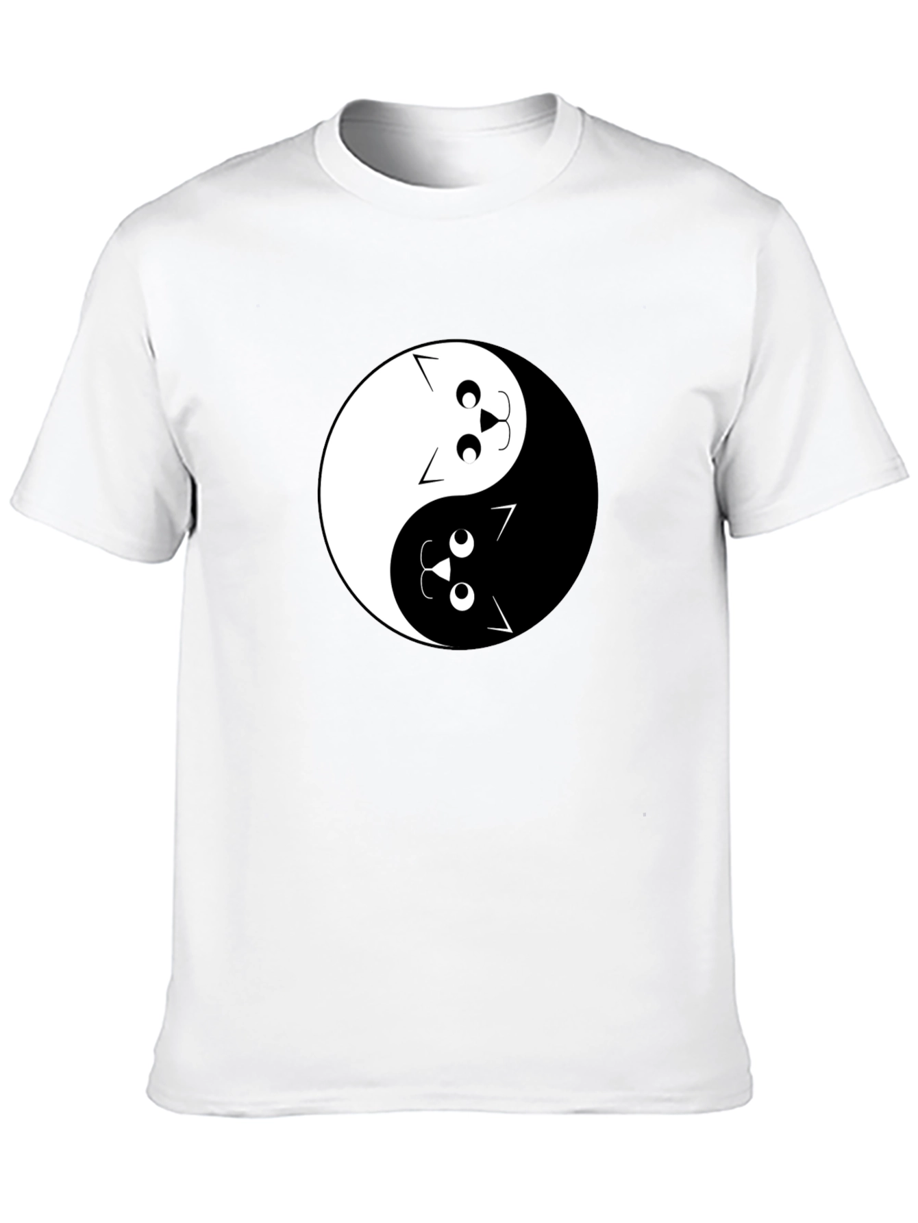 Yin Yang Cats Graphic Tee - Black Cotton T-Shirt