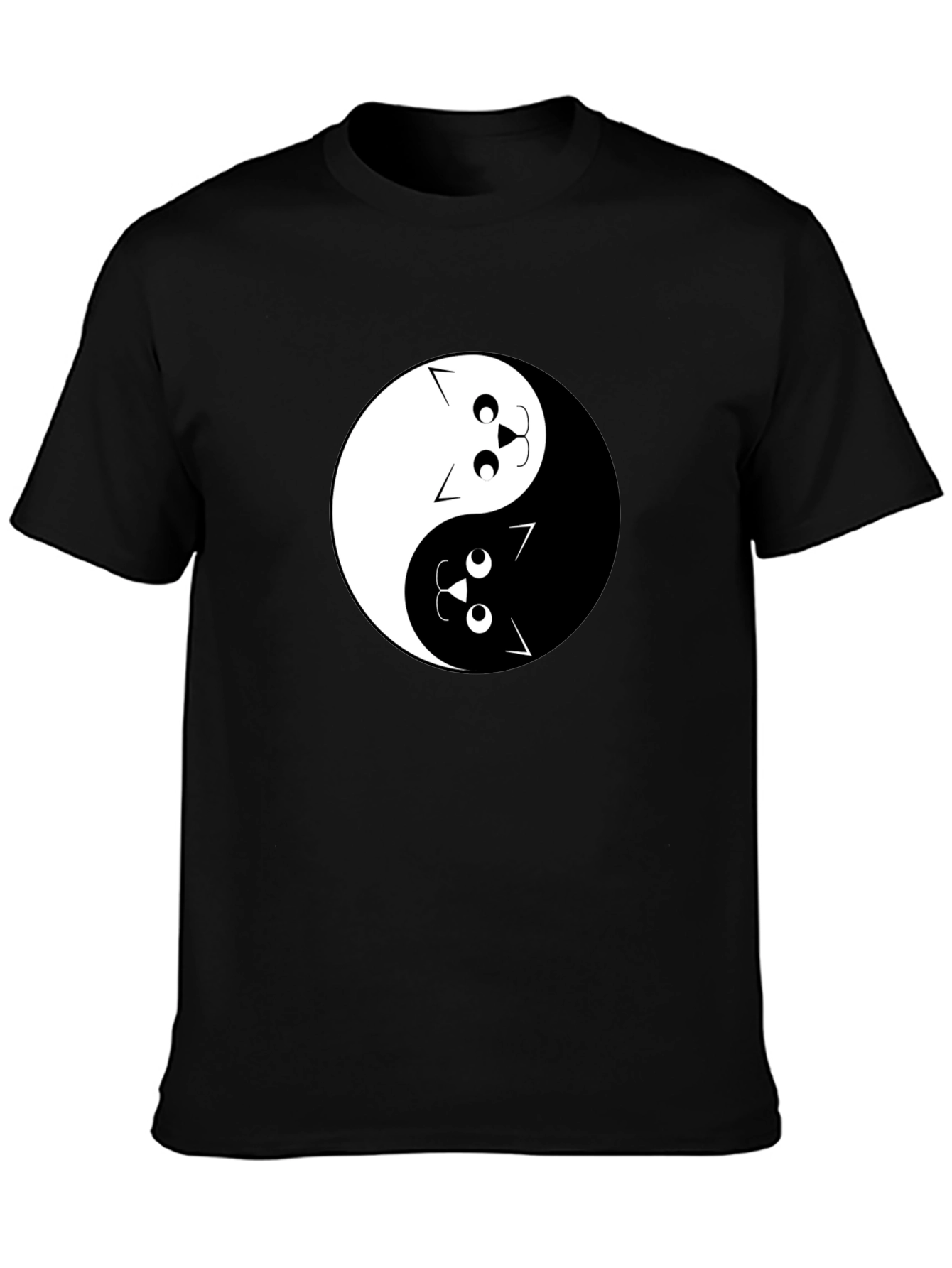 Yin Yang Cats Graphic Tee - Black Cotton T-Shirt