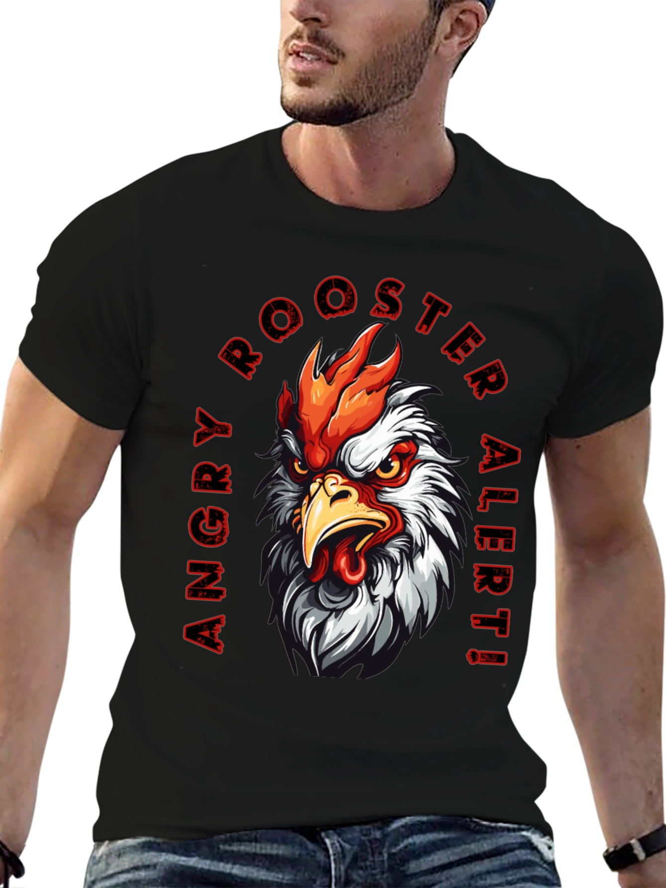 Angry Rooster Alert Graphic Tee