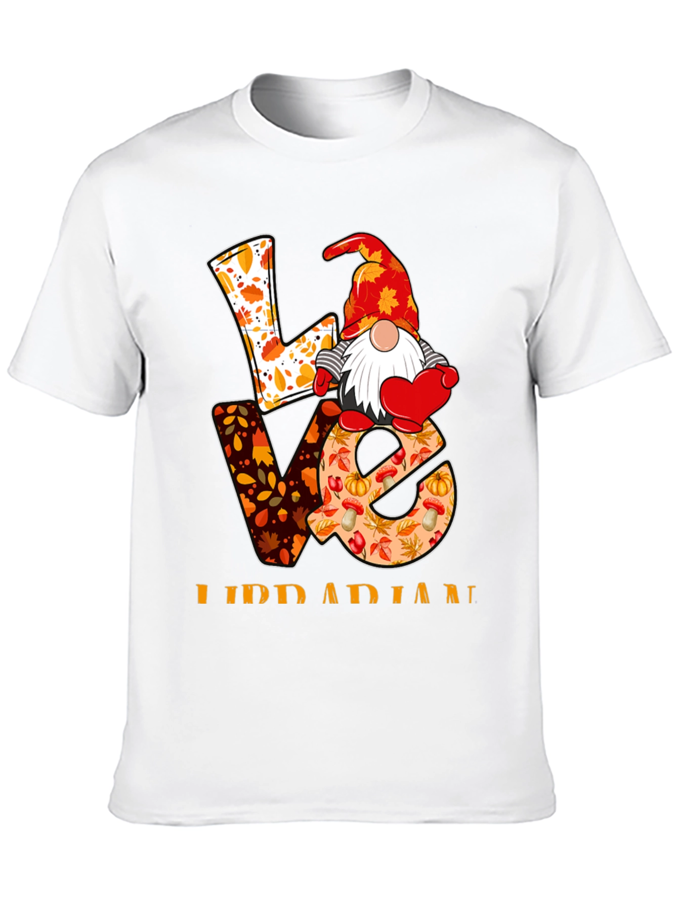 Love Librarian Gnome Autumn T-Shirt