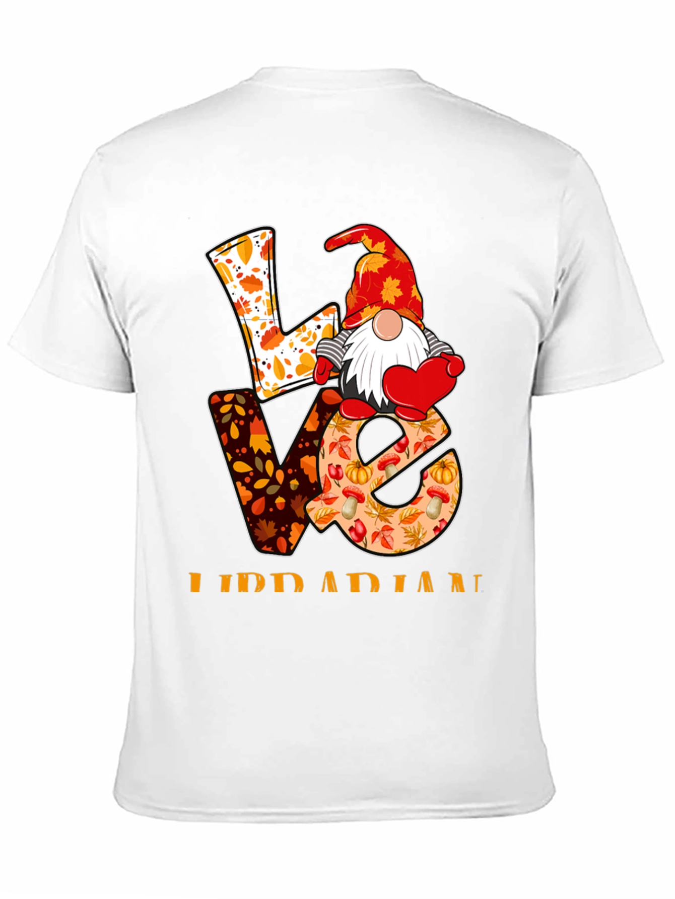 Love Librarian Gnome Autumn T-Shirt