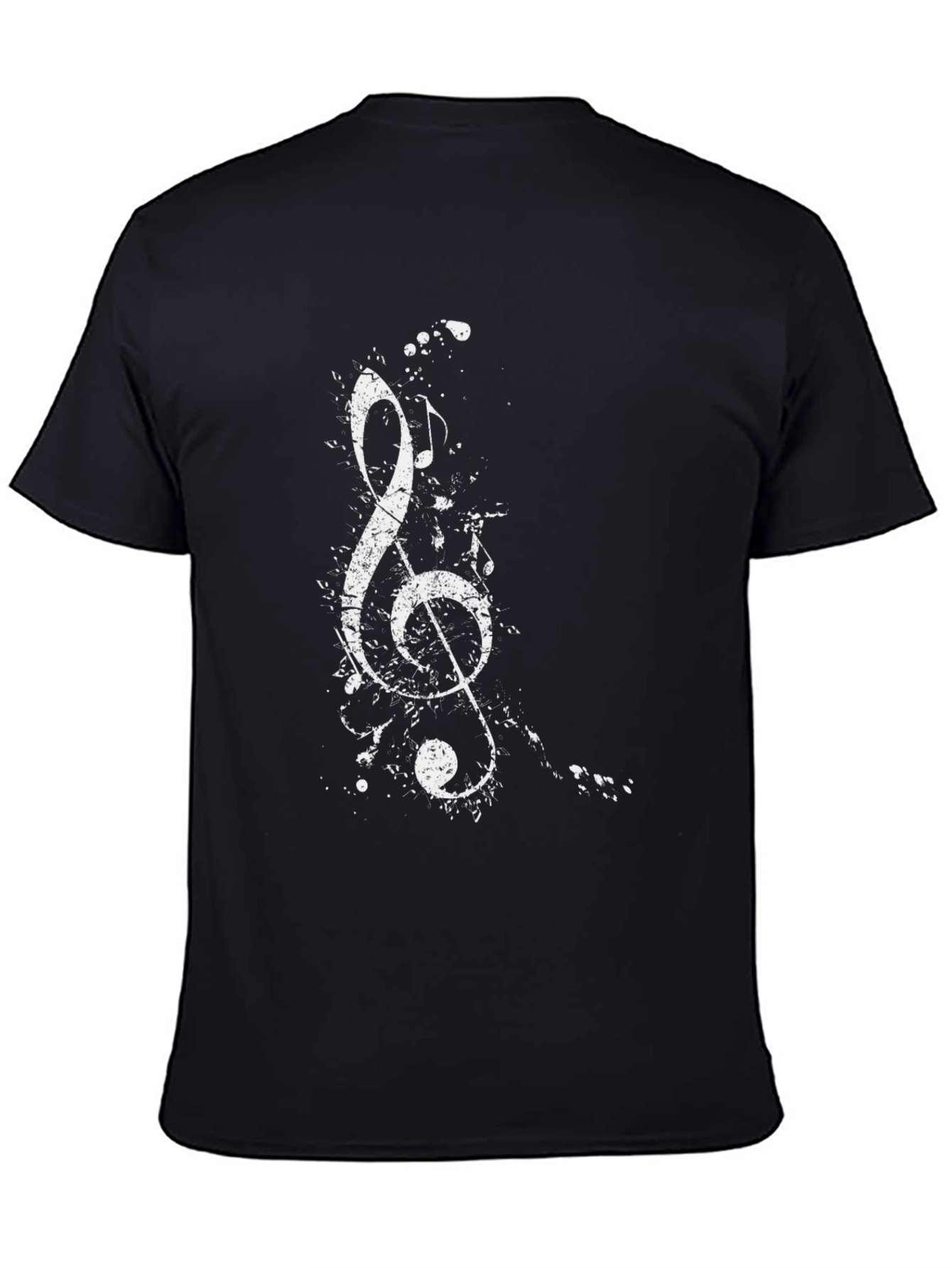 Music Note Splatter Graphic Tee - Black Casual T-Shirt
