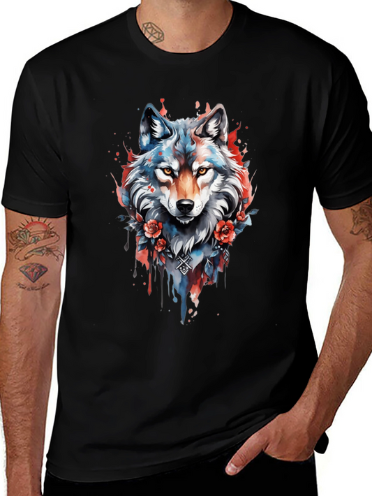 Wolf Graphic Tee - Artistic Watercolor Style