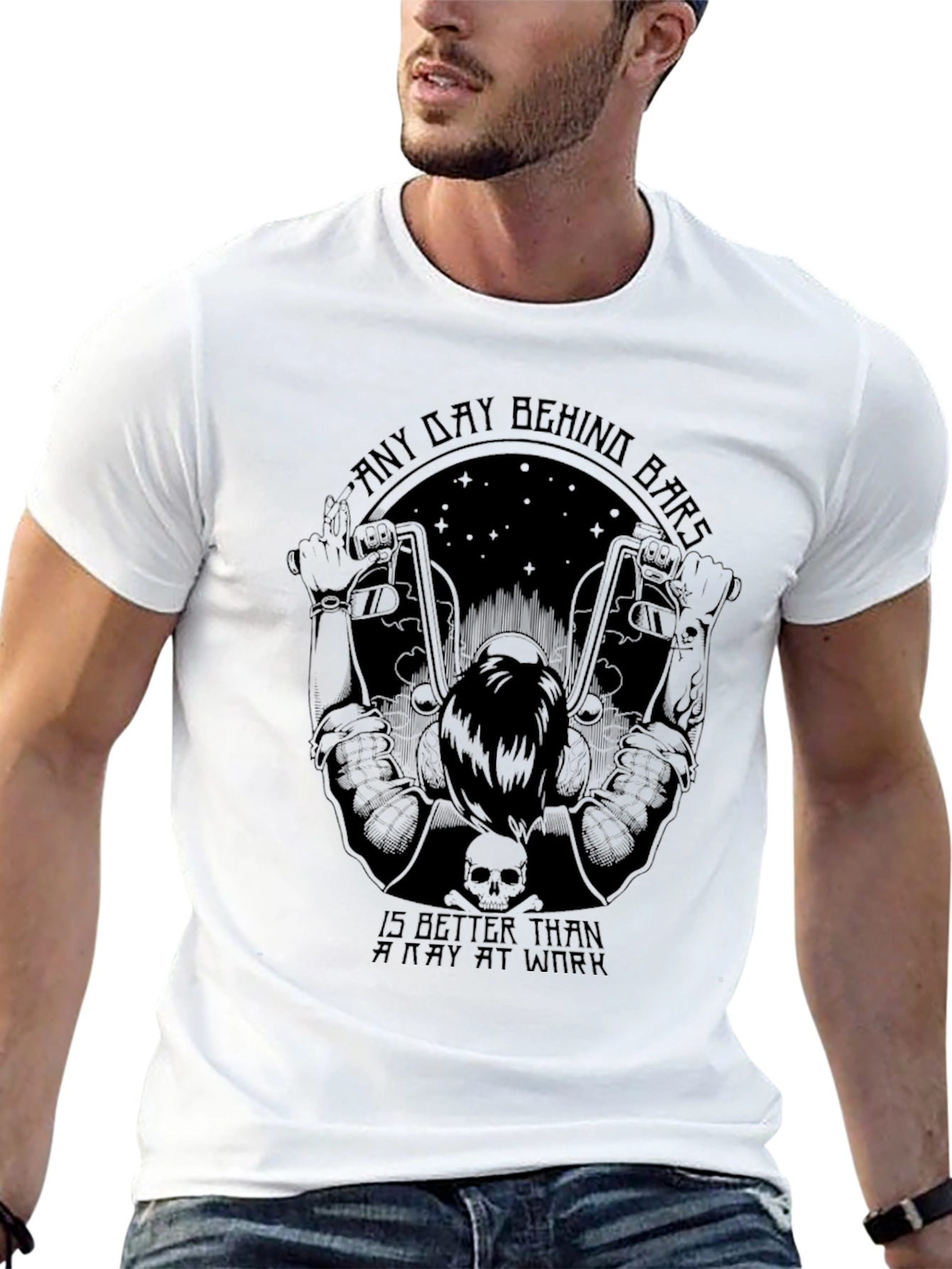 Biker Any Day Behind Bars Graphic Tee