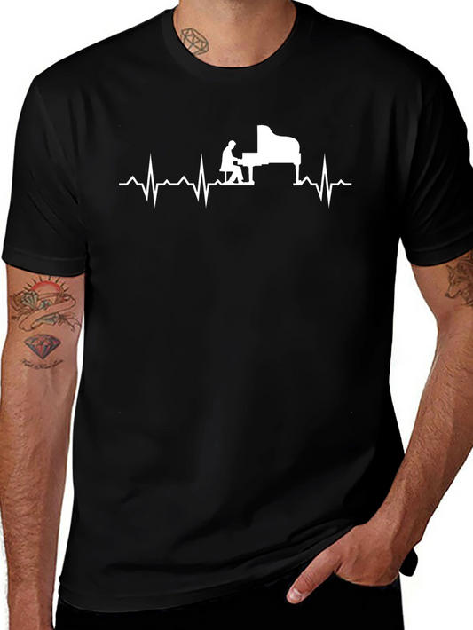 Piano Heartbeat Graphic T-Shirt