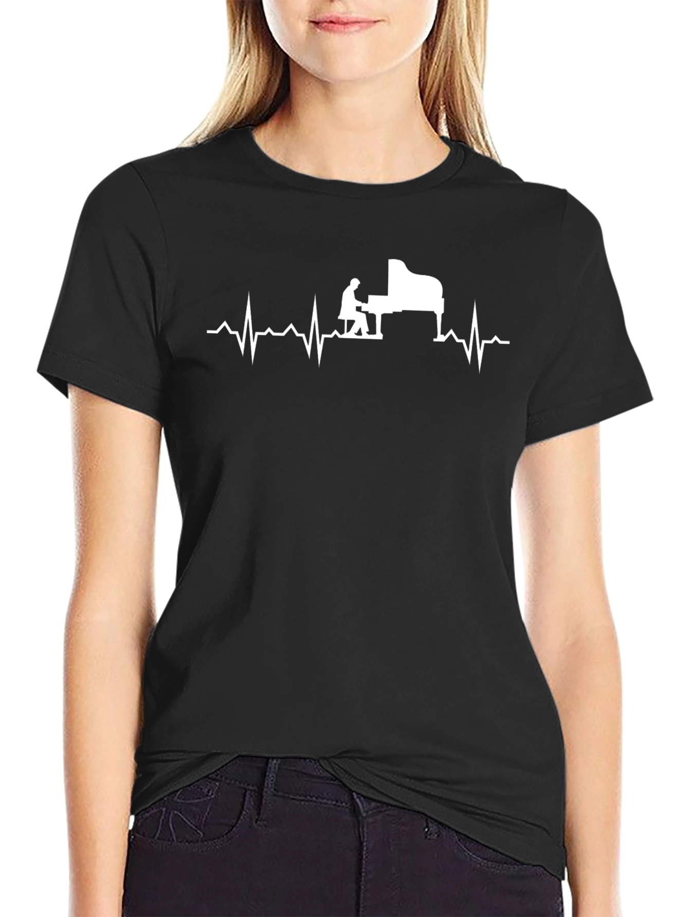 Piano Heartbeat Graphic T-Shirt