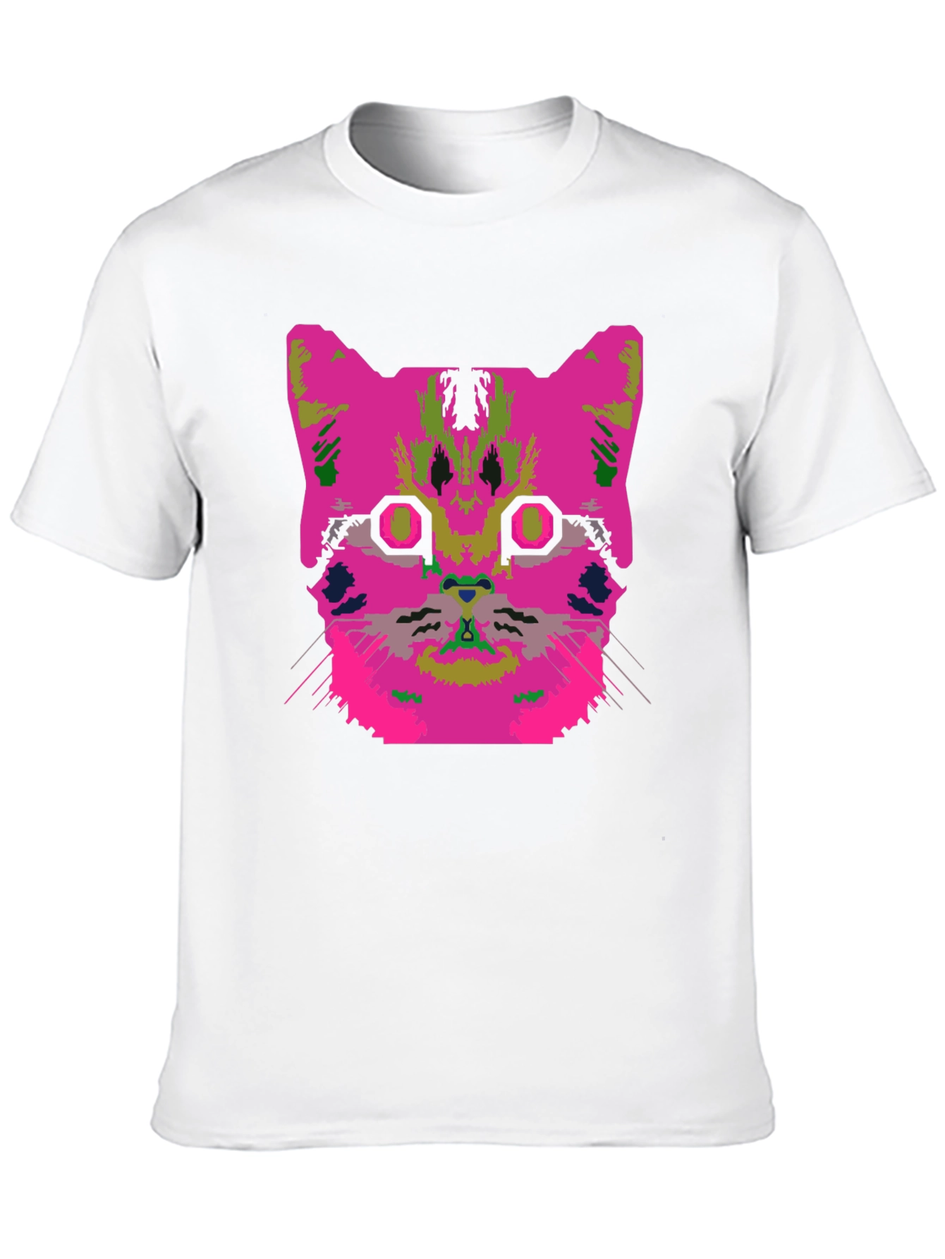 Vaporwave Cat Graphic T-Shirt - Black